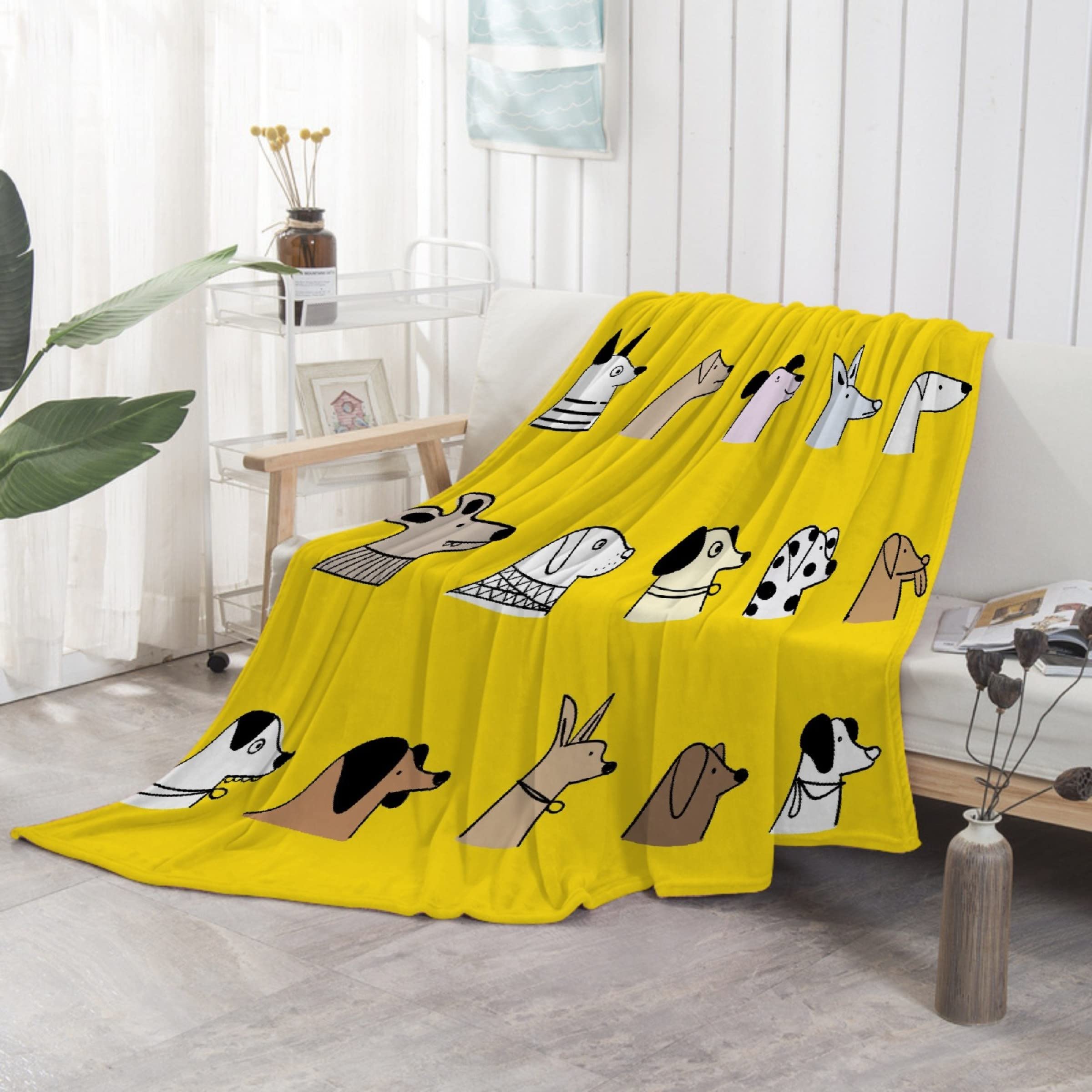 Anantacaritra Puppy Head Animal Pet Dog Blanket Flannel Throw Soft Blanket Lightweight Plush for Couch Bed Sofa Car All Seasons 