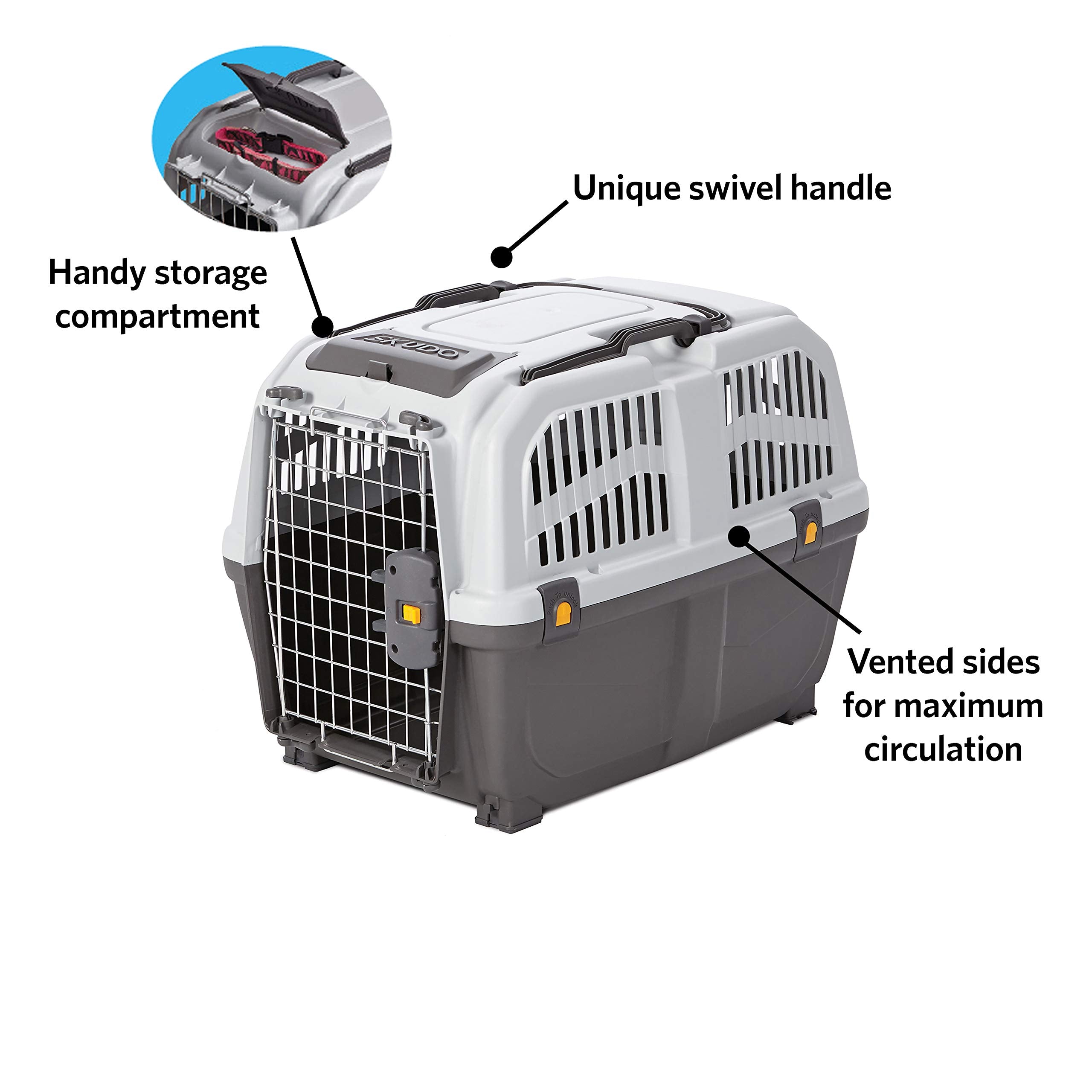 Midwest Homes For Pets Skudo Plastic Carrier, 27-Inch Ideal For Small / Medium Dog Breeds With An Adult Weight Of 26-35 Pounds