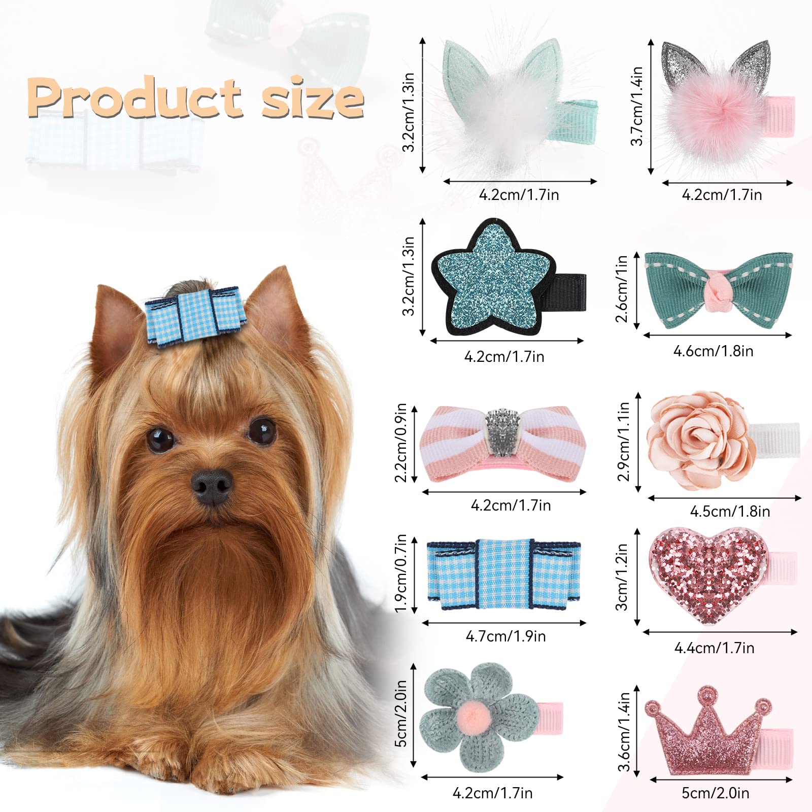 10 Pcs Dog Hair Clips Small Dog Hair Bows Cute Dog Hair Grooming Accessories Girls Puppies Hair Barrettes Flower Crown Hairpin Cat Topknot Pet Headdress Dog Grooming Bowknot For Kitten Pet Small Dog