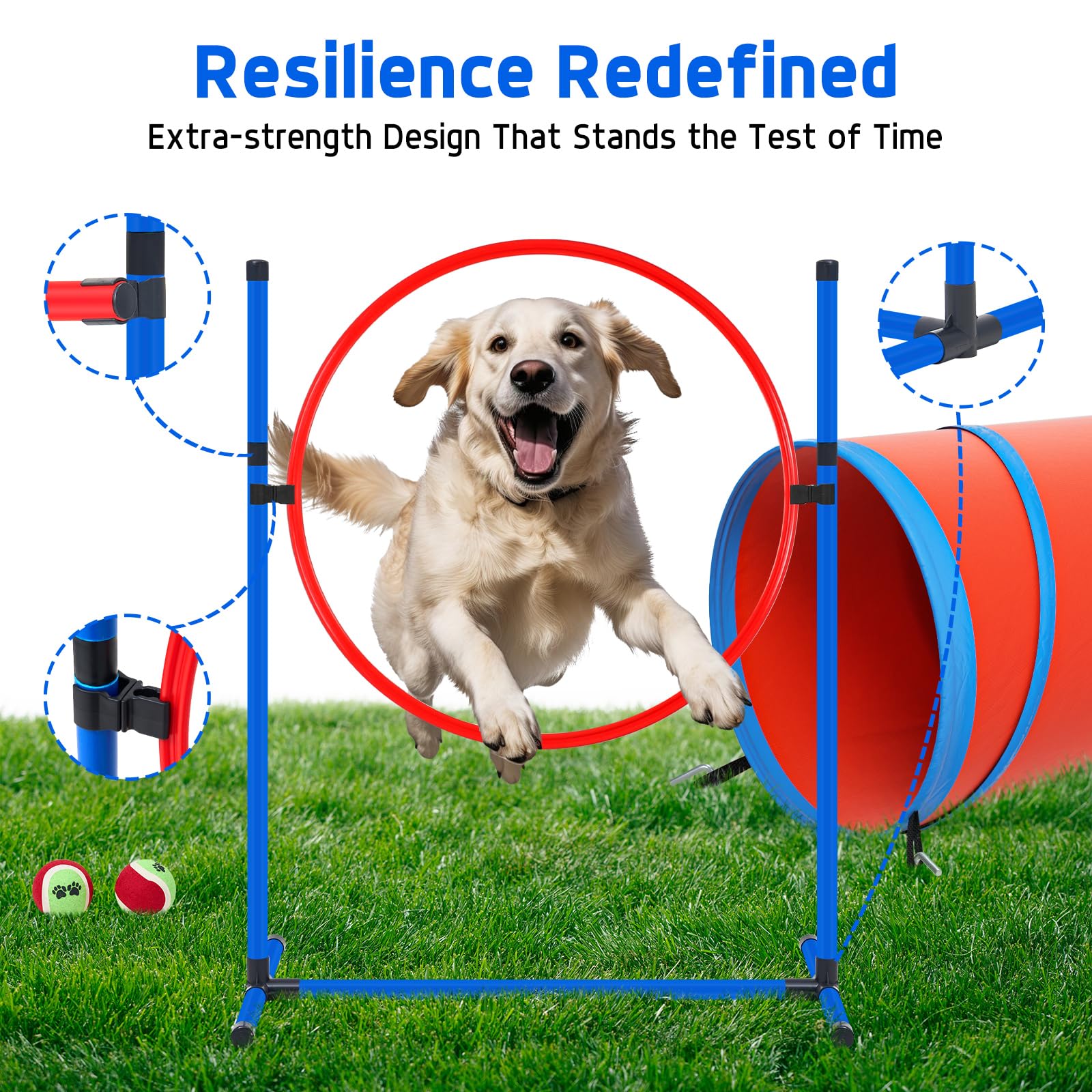 Dog Agility Course Backyard Set Dog Agility Equipment Obstacle Course Backyard Includes Adjustable High Hurdle,6 Weave Poles,Ext