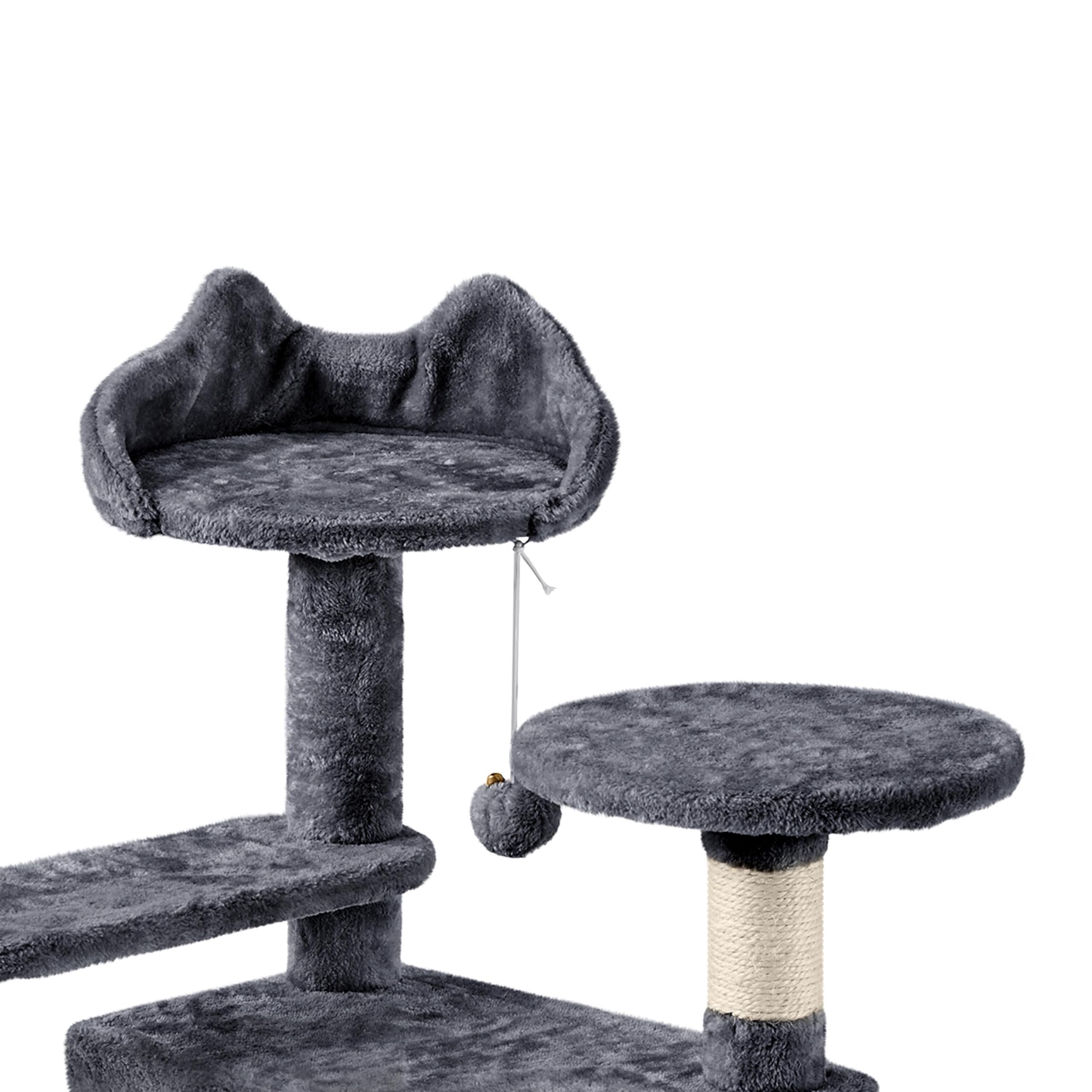 Yaheetech 57 Inches Cat Tree For Indoor Cats, Multi-Level Cat Tower W/ 3 Padded Perches, 2 Cat Condos, 2 Hanging Balls And Scratching Posts, Dark Gray