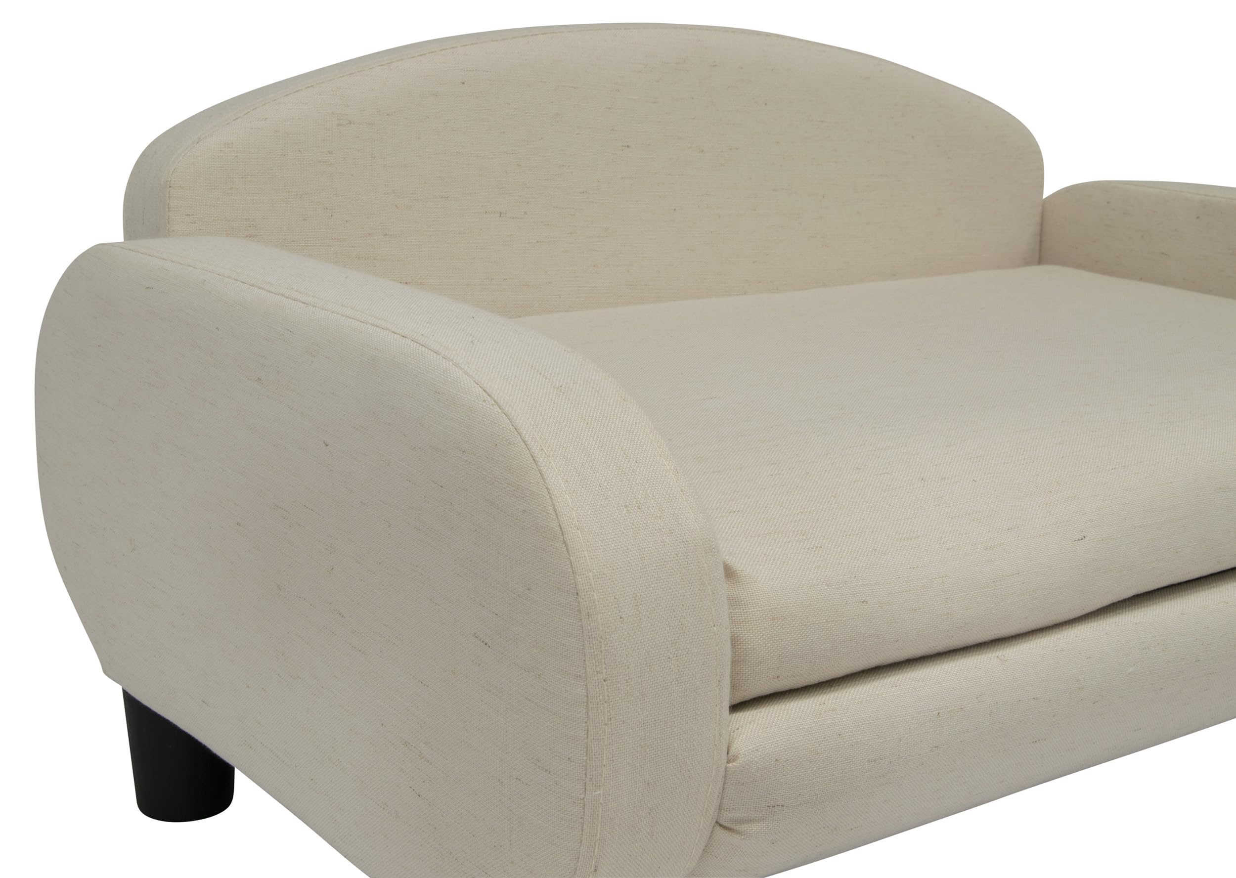Paws & Purrs Modern Pet Sofa - 31.5" Wide Low Back Bed, Removable Cover, Espresso/Oatmeal, Model 61012, Plywood & Foam Materials