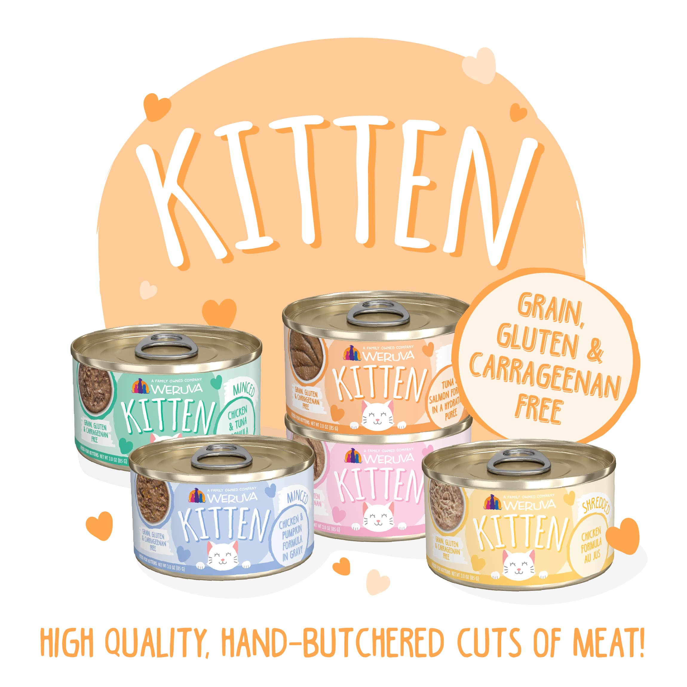Weruva Kitten, Tuna & Salmon Formula in a Hydrating Pur  e 3oz Can (Pack of 12)