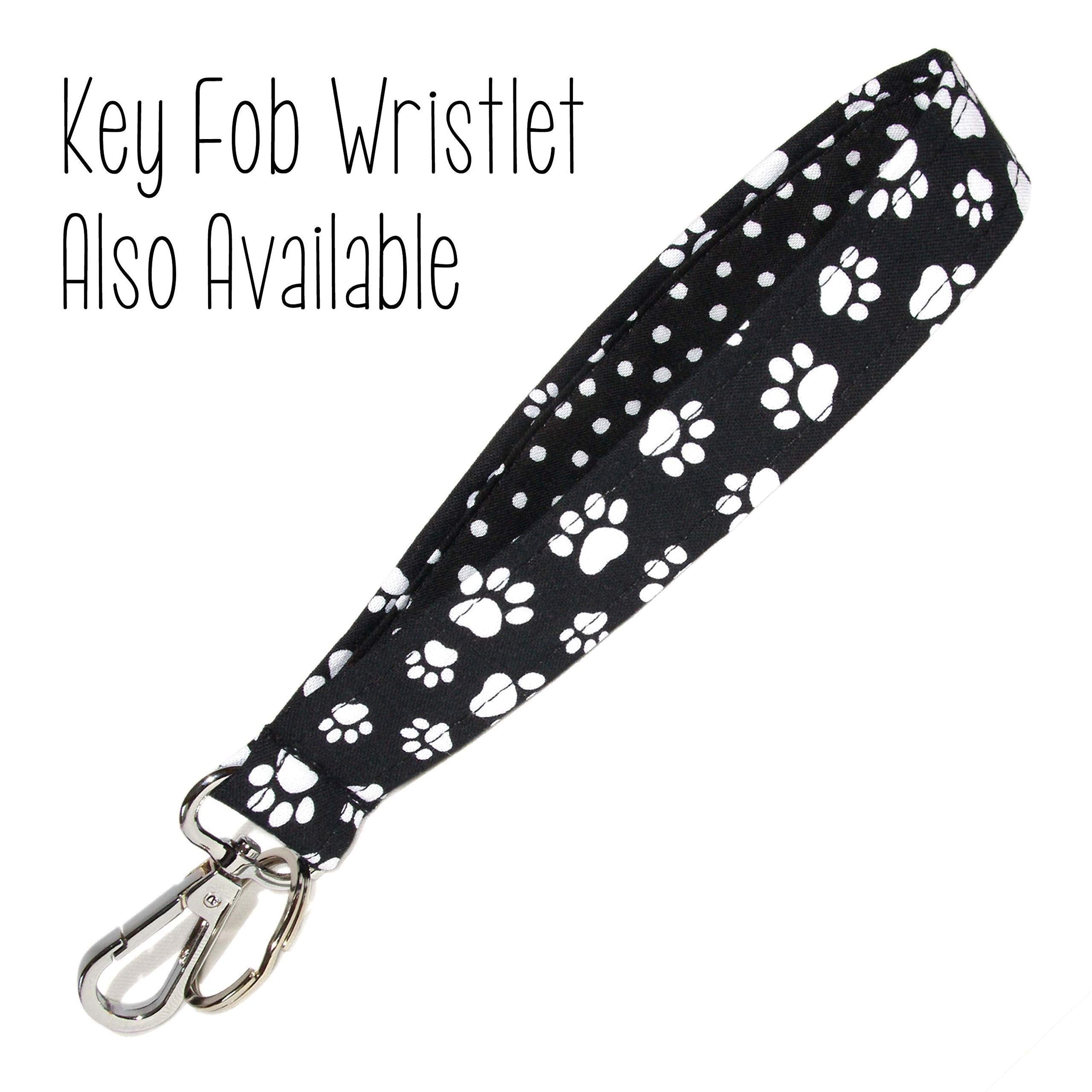 Black Paw Prints Dog Collar - Black With White Paw Prints - 5 Sizes - 5/8 Or 1 Inch Wide - Handmade By Green Acorn Kitchen (Medi