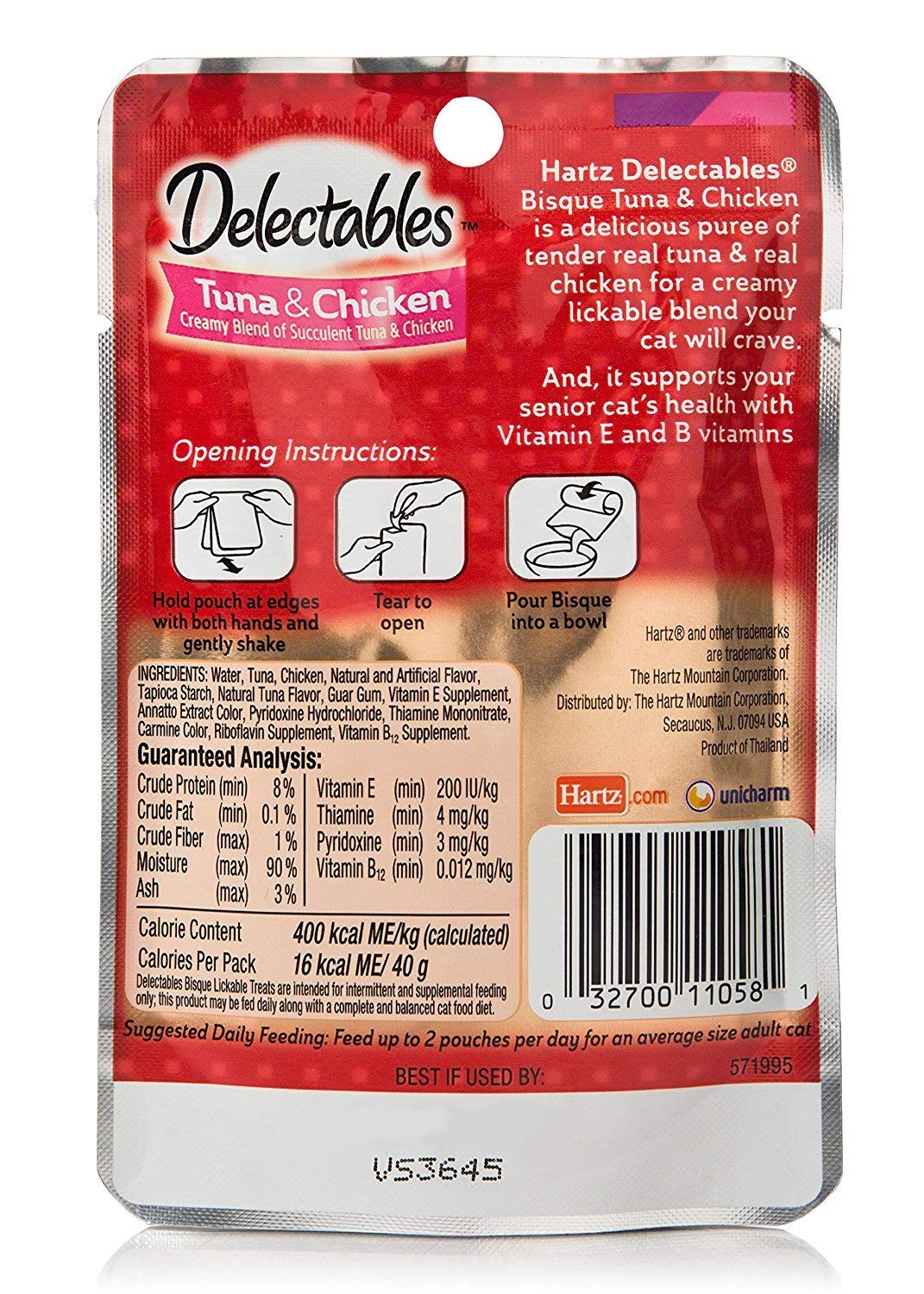 Hartz Delectables Senior Bisque Lickable Cat Treats - Tuna/Chicken 4 Pouches
