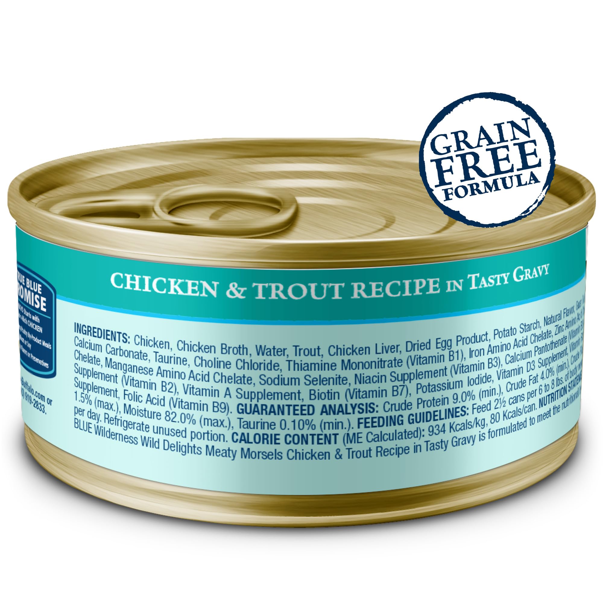 Blue Buffalo Wilderness Wild Delights Meaty Morsels Wet Cat Food, High-Protein & Grain-Free, Made with Natural Ingredients, Chic