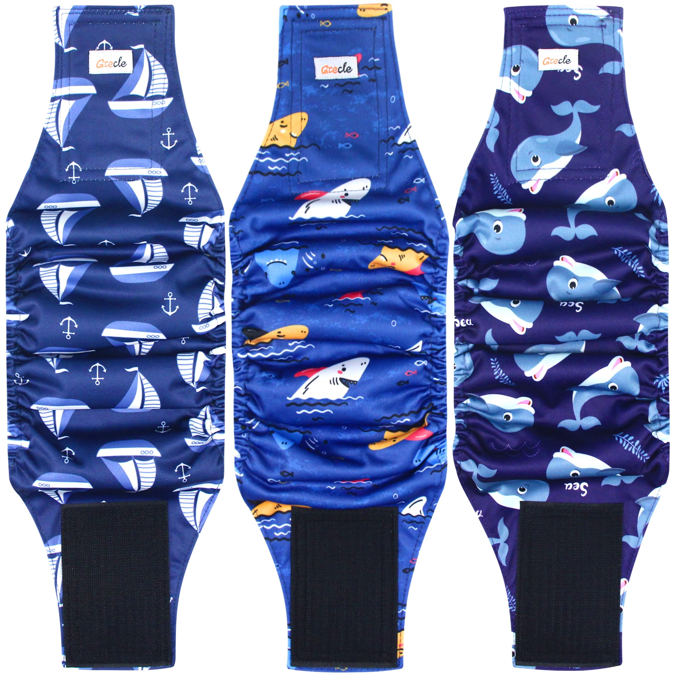 Grecle Reusable Dog Diapers Male 3Pcs, Premium Washable Belly Bands for Male Dogs XLarge, High Absorbing Male Dog Wraps for Dogg