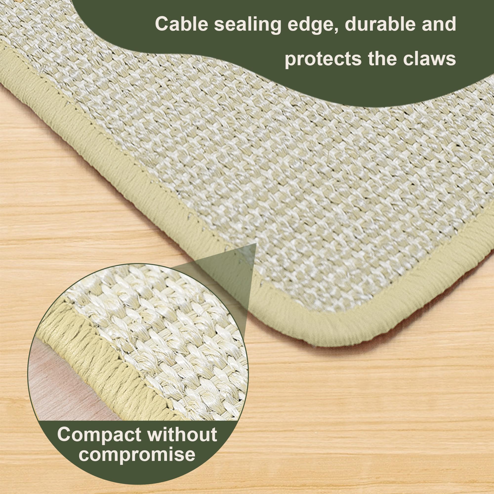 Sisal Cat Scratching Mat, 2 Packs Natural Fabric 23.6'' X 15.8'' Scratching Pad With Cute Playing Toy And Spiral Nails, Wall Scr