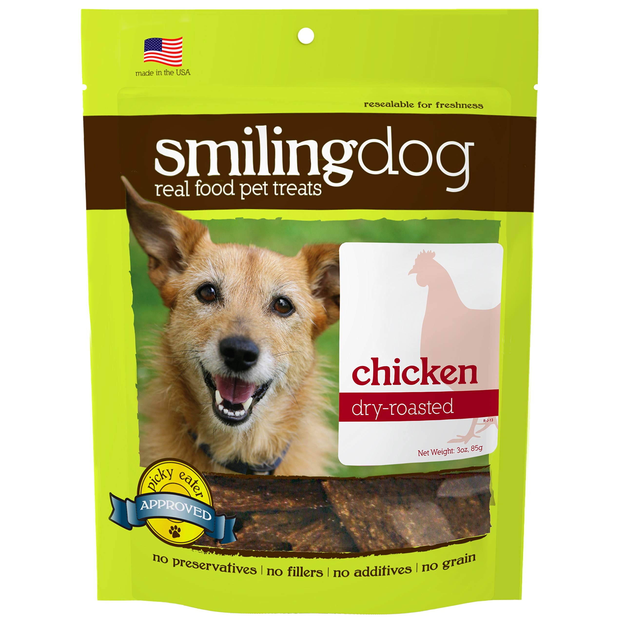 Herbsmith Smiling Dog Treats - Dry Roasted Chicken - Thats 100% it - 3 oz