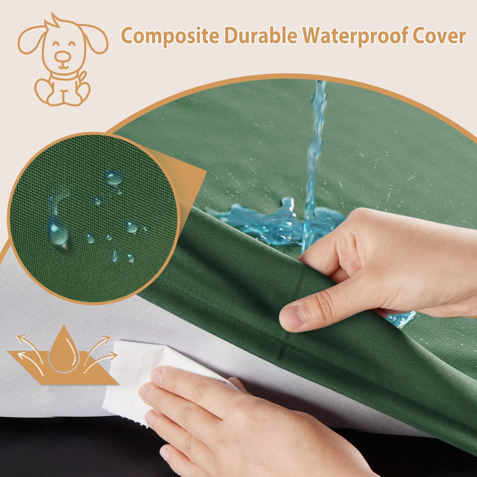 Bfpethome Outdoor Dog Bed For Large Dogs, Waterproof, Orthopedic With Removable Washable Cover, Egg Crate Foam Mat (42 X 30In, G