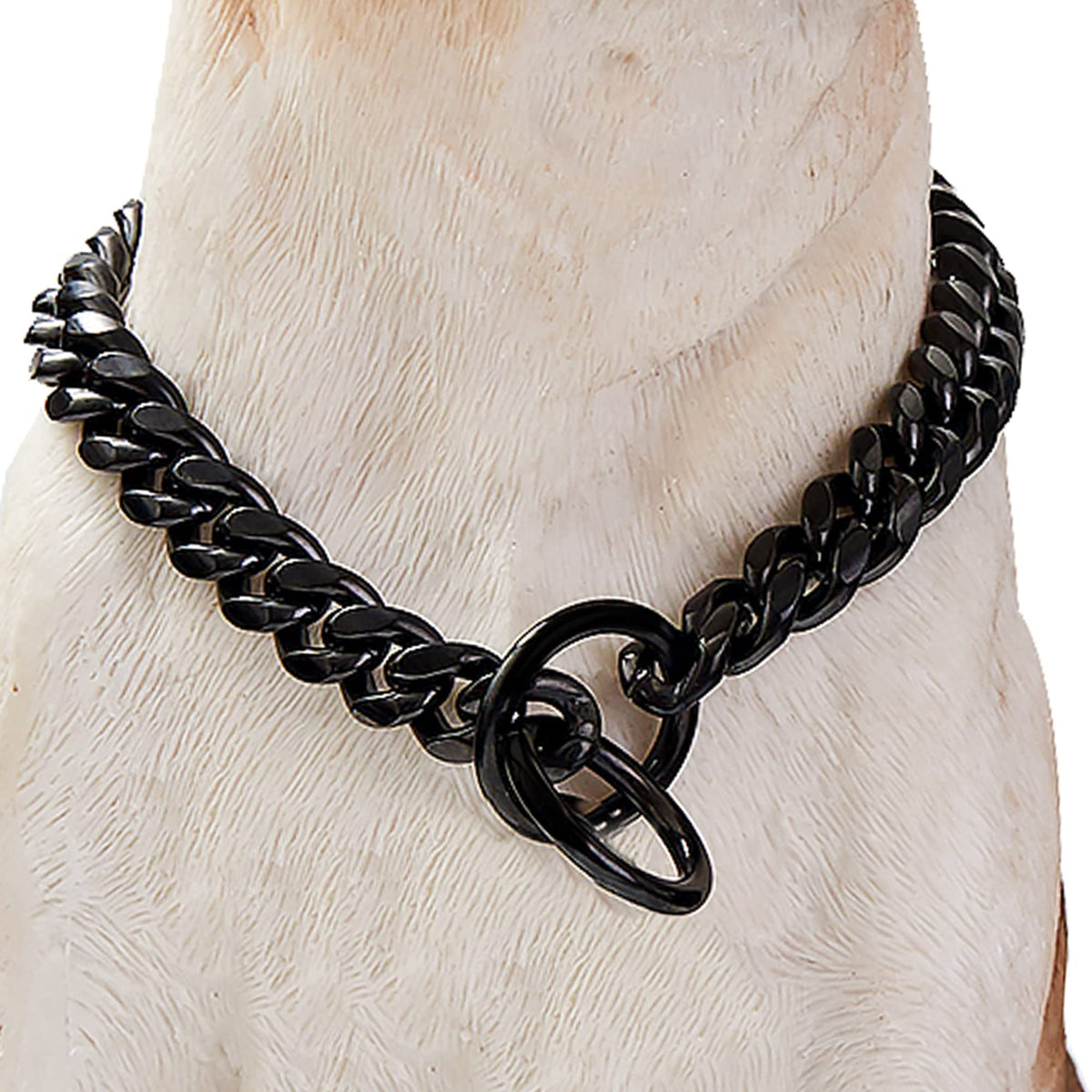 W/W Lifetime Dog Chain Collar Dog Walking Collar 15Mm Black Strong Stainless Steel Cuban Link Chain Collar For Small Medium Dogs(14 Inches