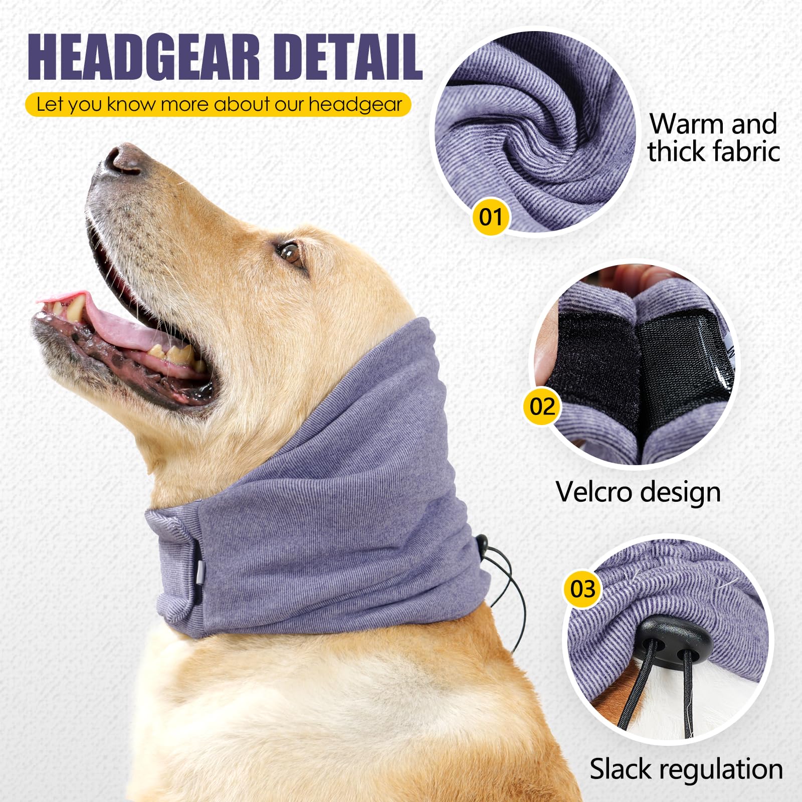 JOHNBOLIN Dog Thunder Ear Muffs,Dog Calming & No Shake Ear Wraps for Dogs Hematoma Healing,Dog Noise Protection Head Ear Wrap Re
