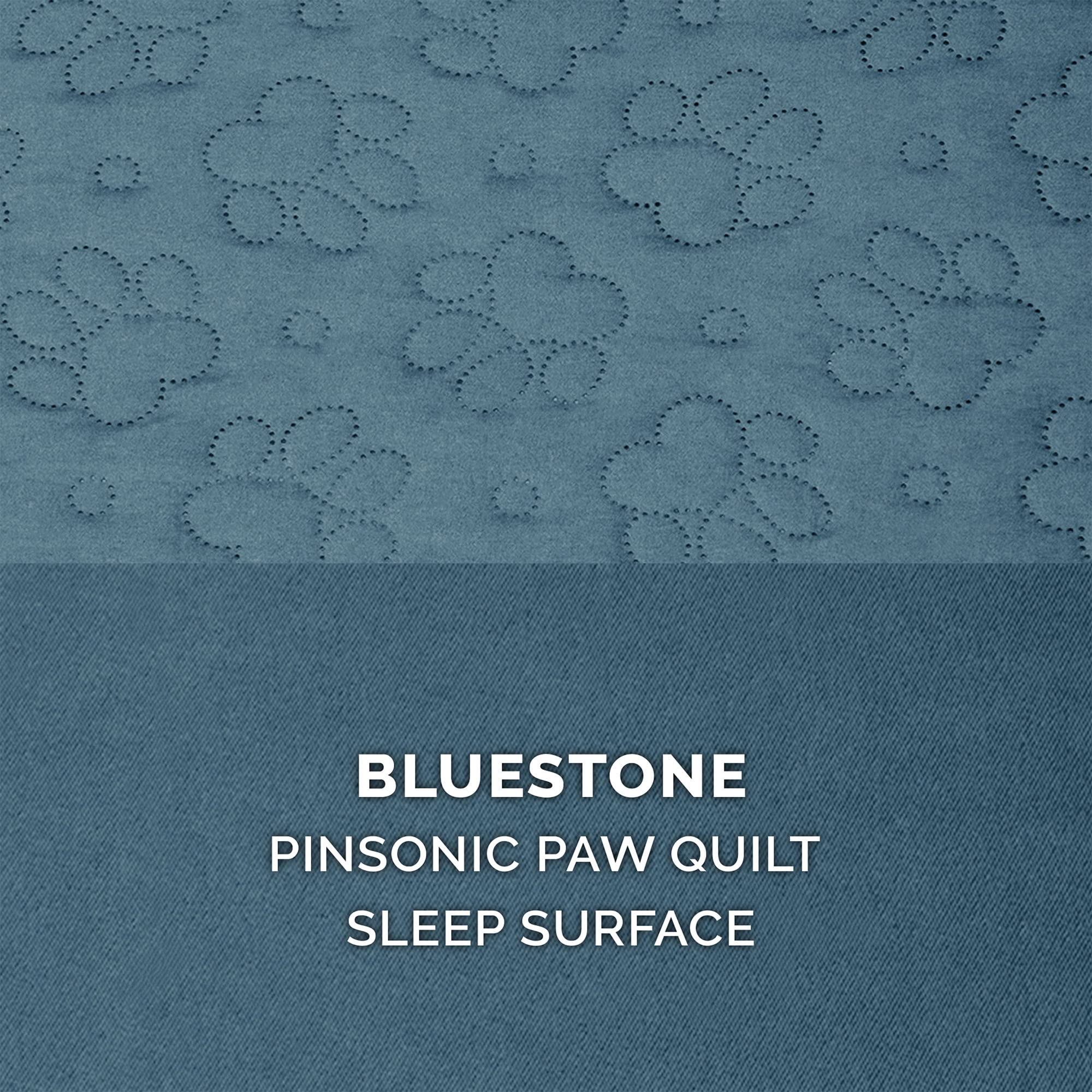 Furhaven Orthopedic Dog Bed For Large/Medium Dogs W/ Removable Bolsters & Washable Cover, For Dogs Up To 55 Lbs - Pinsonic Quilted Paw L Shaped Chaise - Bluestone, Large