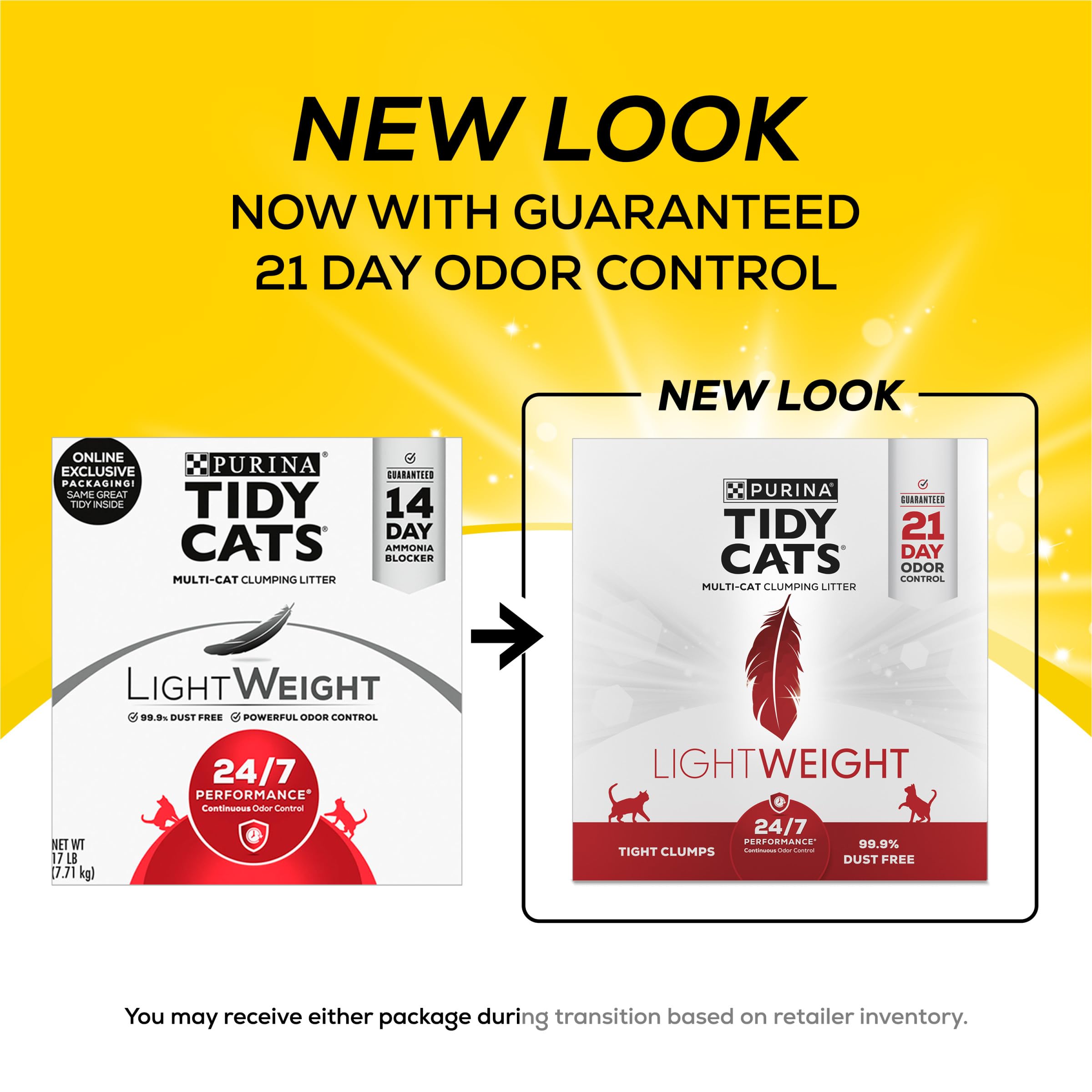 Purina Tidy Cats Lightweight, Low Dust, Clumping Cat Litter Odor Control 24/7 Performance Multi Cat Litter - 17 Lb. Box