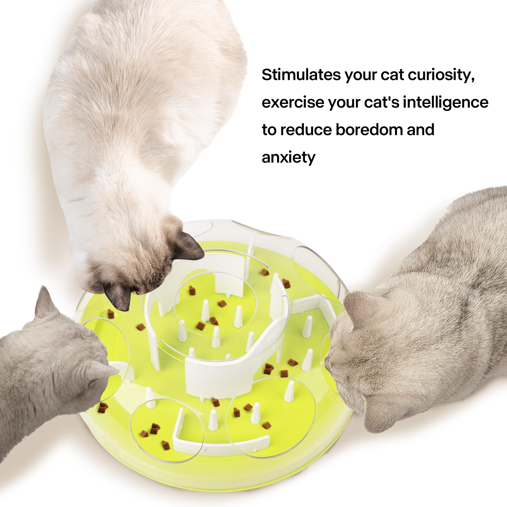 Pet Prime Cat Puzzle Feeder Interactive Enrichment Toys for Indoor Cats Slow Feeder Food Treat Puzzle Cat Stimulation Toys Green