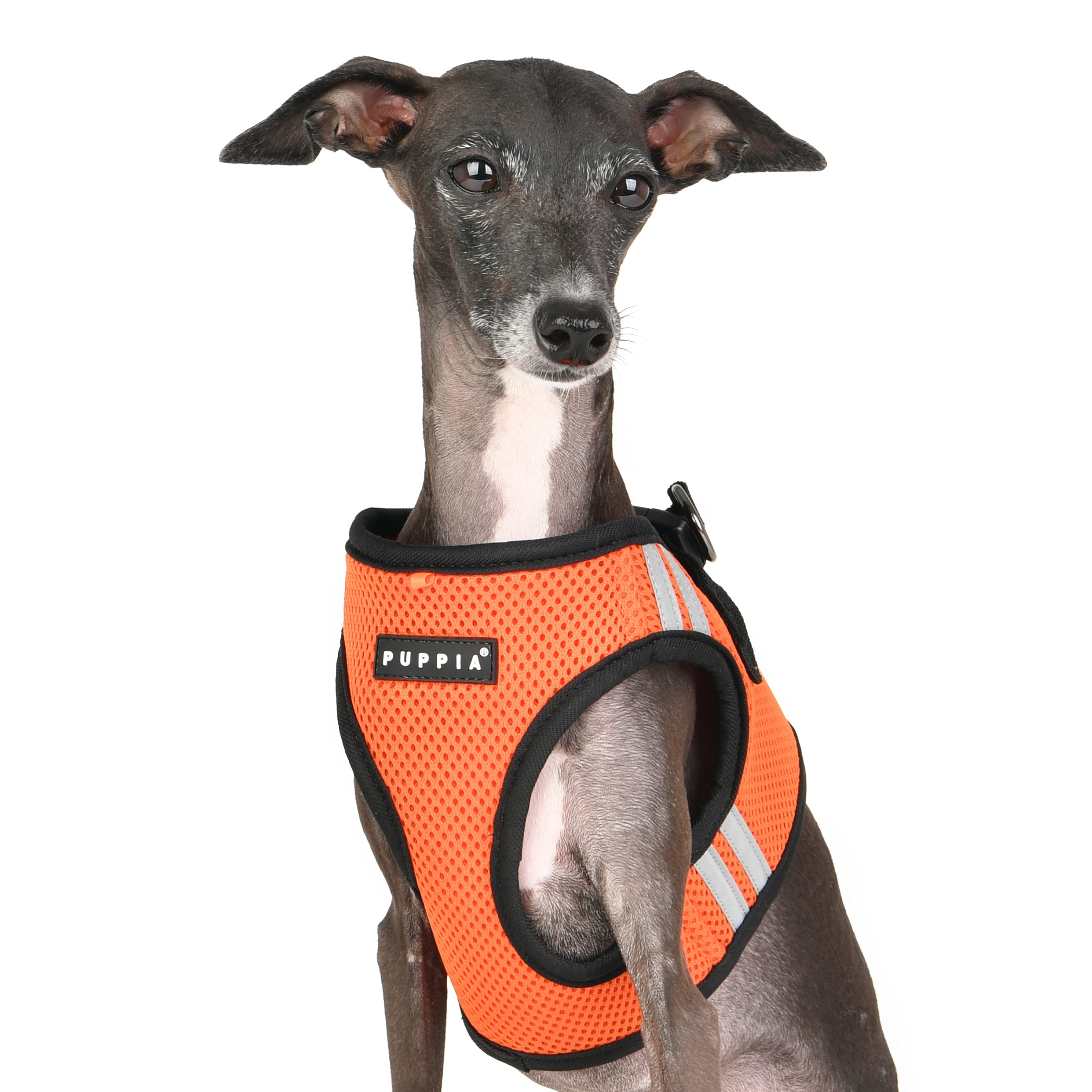 Puppia Soft Vest Dog Harness No Choke Step-In Reflective Triple Layered Breathable Mesh For Small And Medium Dog, Orange, X-Larg