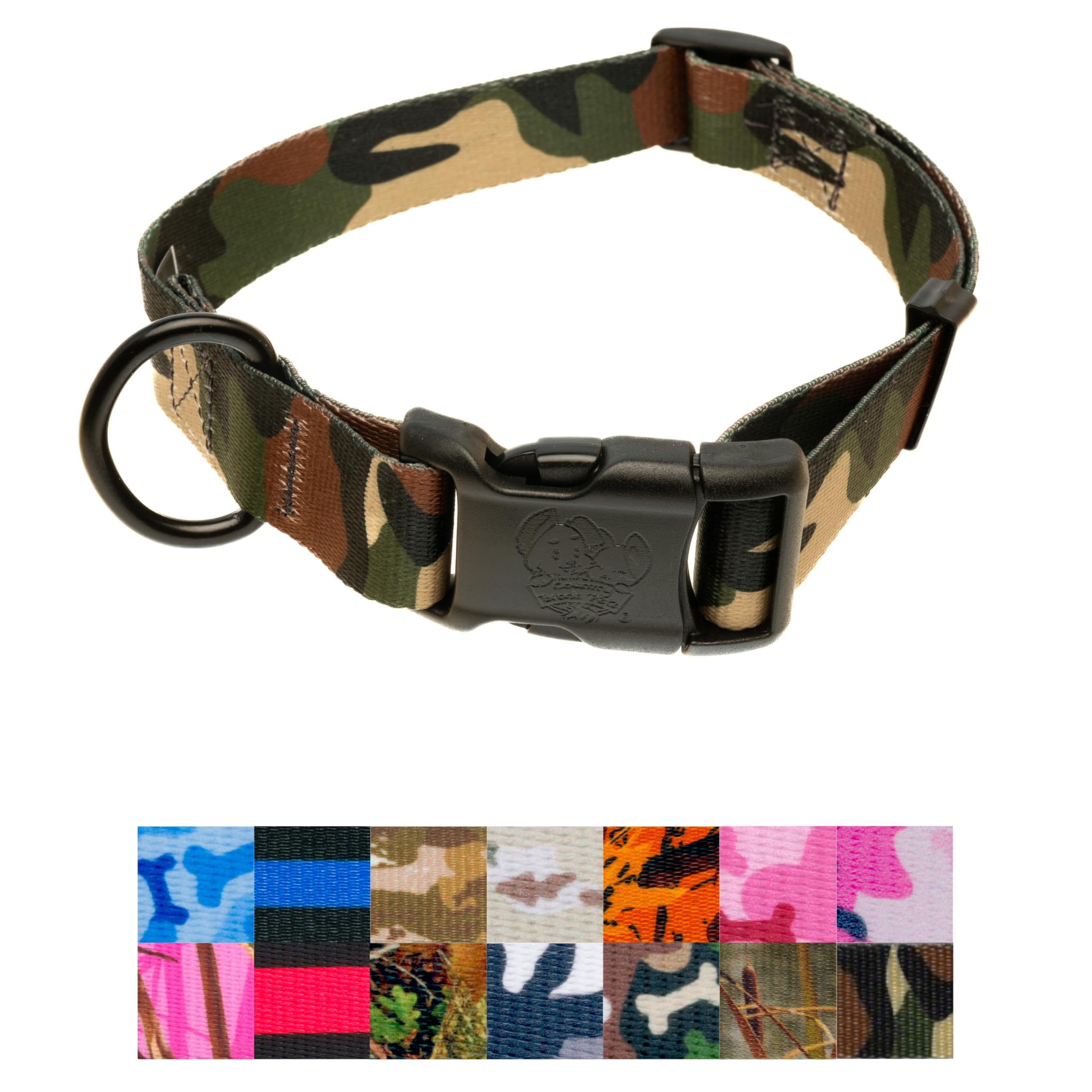 Country Brook Petz - Deluxe Woodland Camo Hd Dog Collar - Made In The U.S.A. - Camouflage Collection Featuring Rugged Designs (1