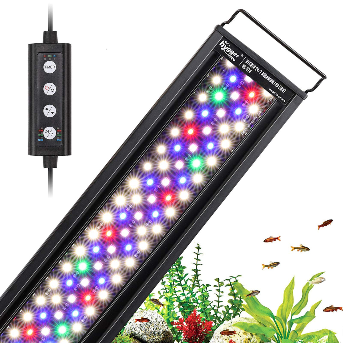 Hygger 26W 24/7 Lighting Aquarium Led Light, Sunrise-Daylight-Moonlight Mode And Diy Mode, Adjustable Timer Adjustable Brightnes