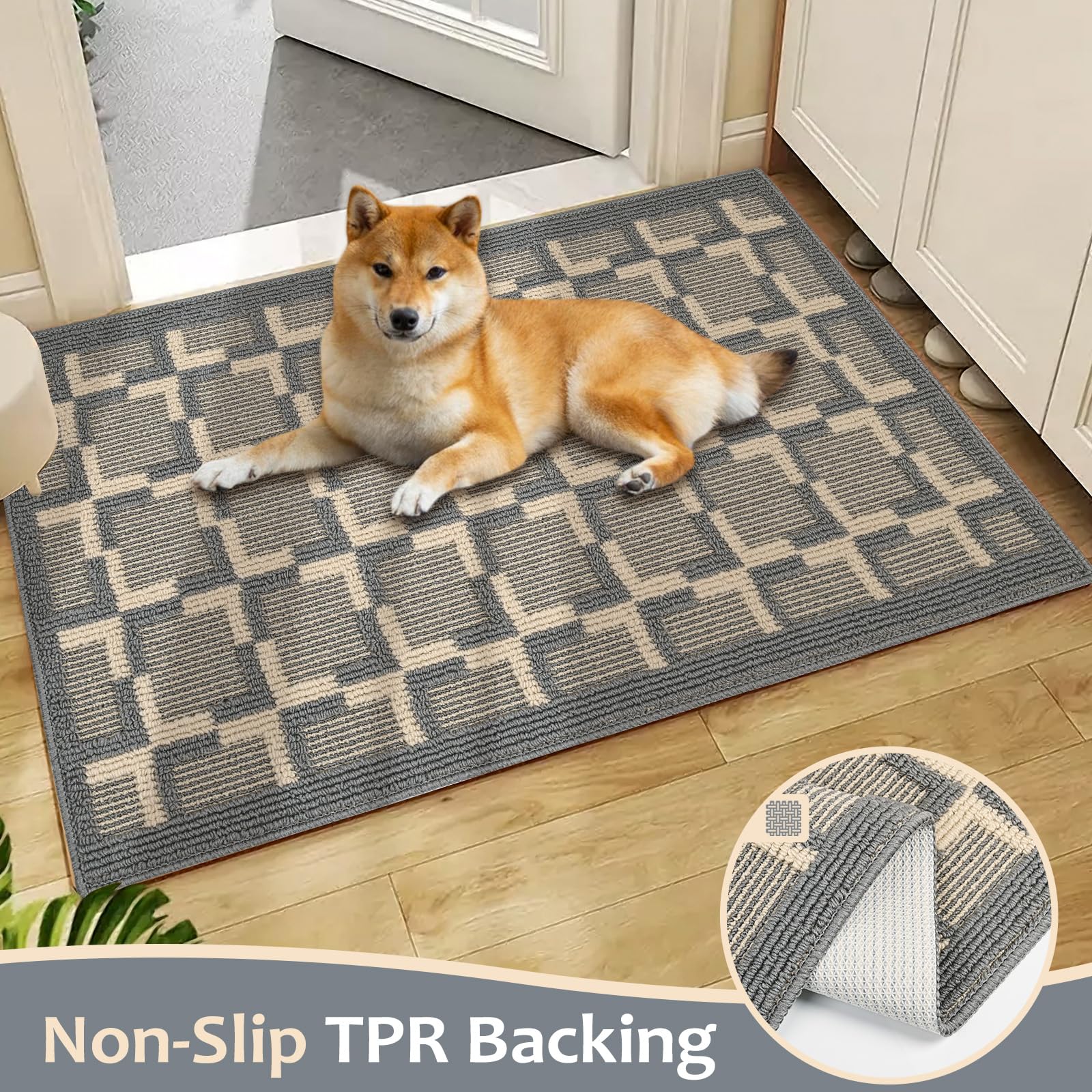 LWYYQB Mud Mats for Dogs Dirt Trapper Dog Mat for Muddy Paws Non-Slip Mud Mats for Indoor Washable Microfiber Dog Rugs for Entry