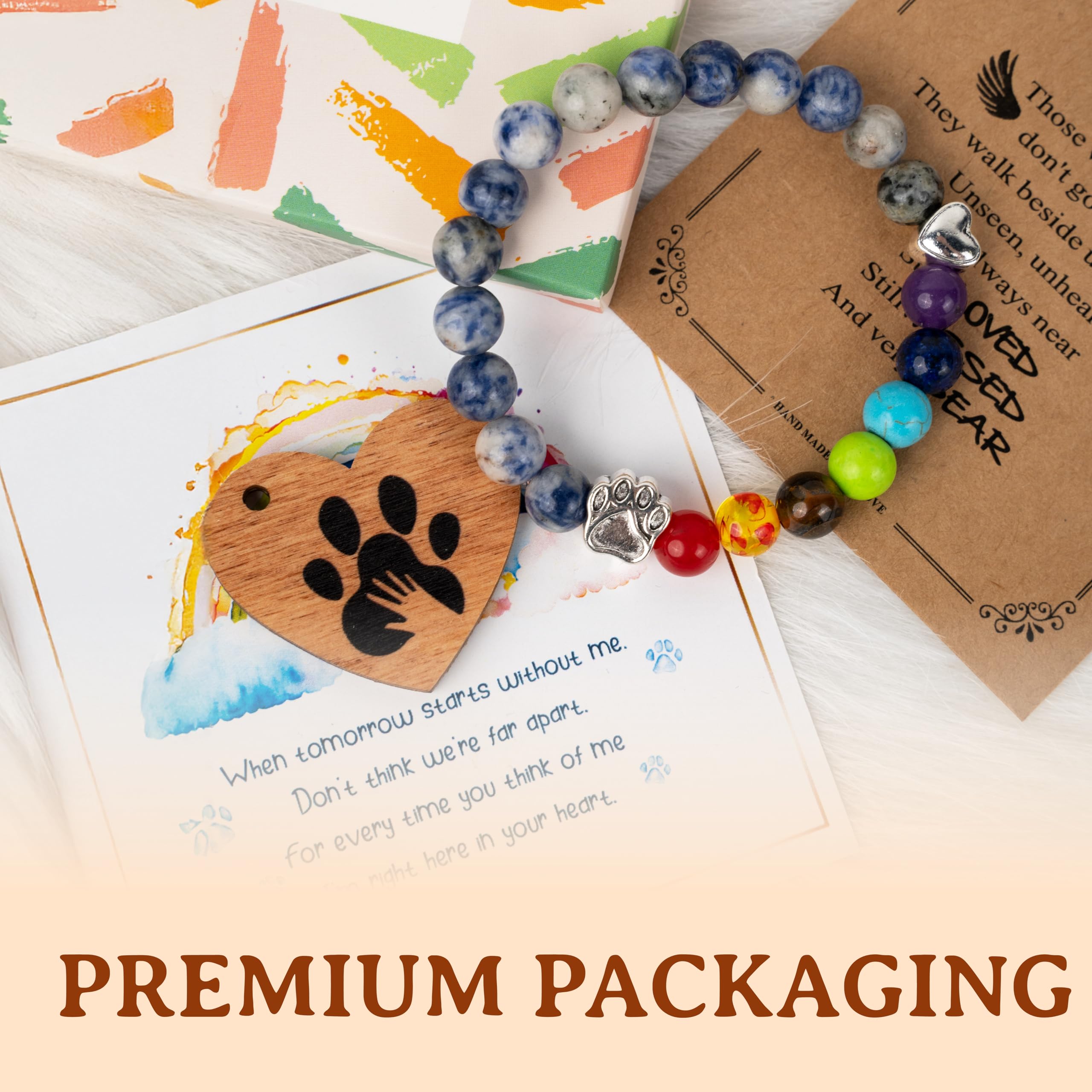 Duducraft Dog Memorial Bracelet For Loss Of Dog, Rainbow Bridge Dog Memorial Gifts, Pet Loss Sympathy Gift, Rainbow Bridge Brace