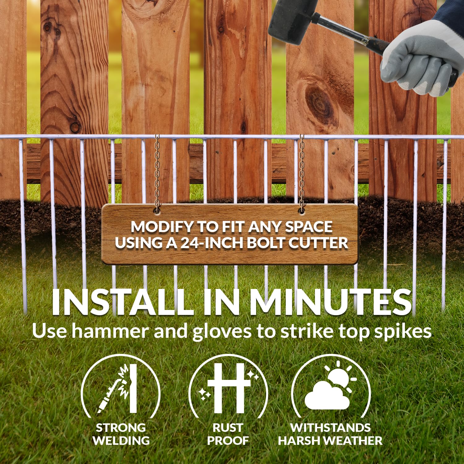 Dig Defence 24 Pack, 32   (L) X 8   (H) Original Animal Barrier Fence - Small/Medium No Dig Fence - Dogs & Rabbits, Durable Outd