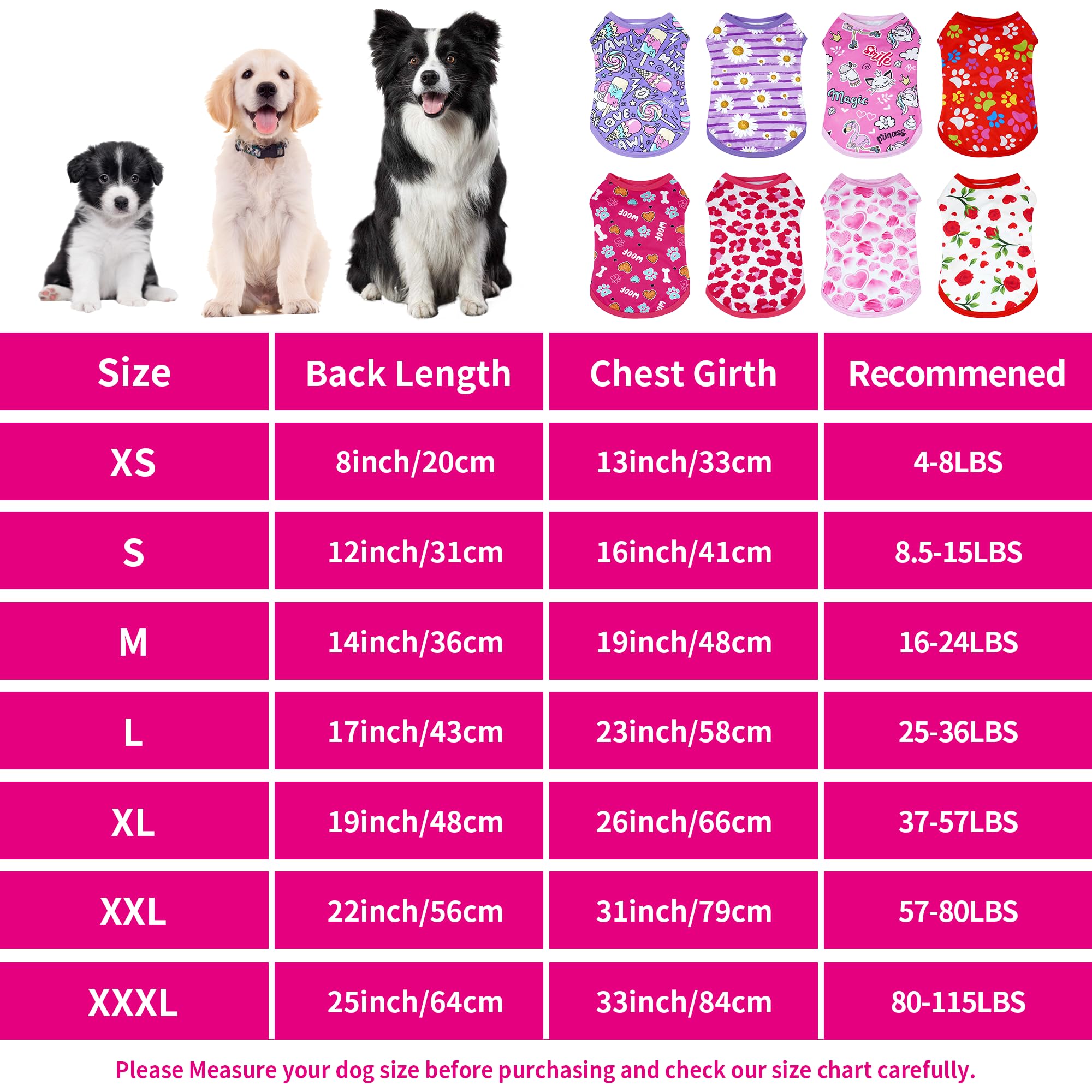 Jpgdn 8Pcs/Pack Dog Shirts Pink For Xxl Dog Girl Female Sleeveless Clothes T Shirts Tank Top Tee Vest