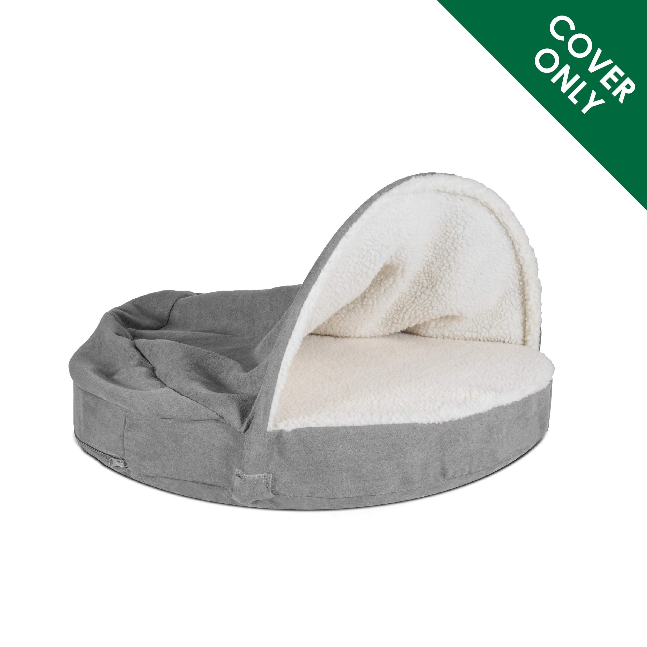 Furhaven Replacement Dog Bed Cover Sherpa & Suede Snuggery, Machine Washable - Gray, 44-Inch