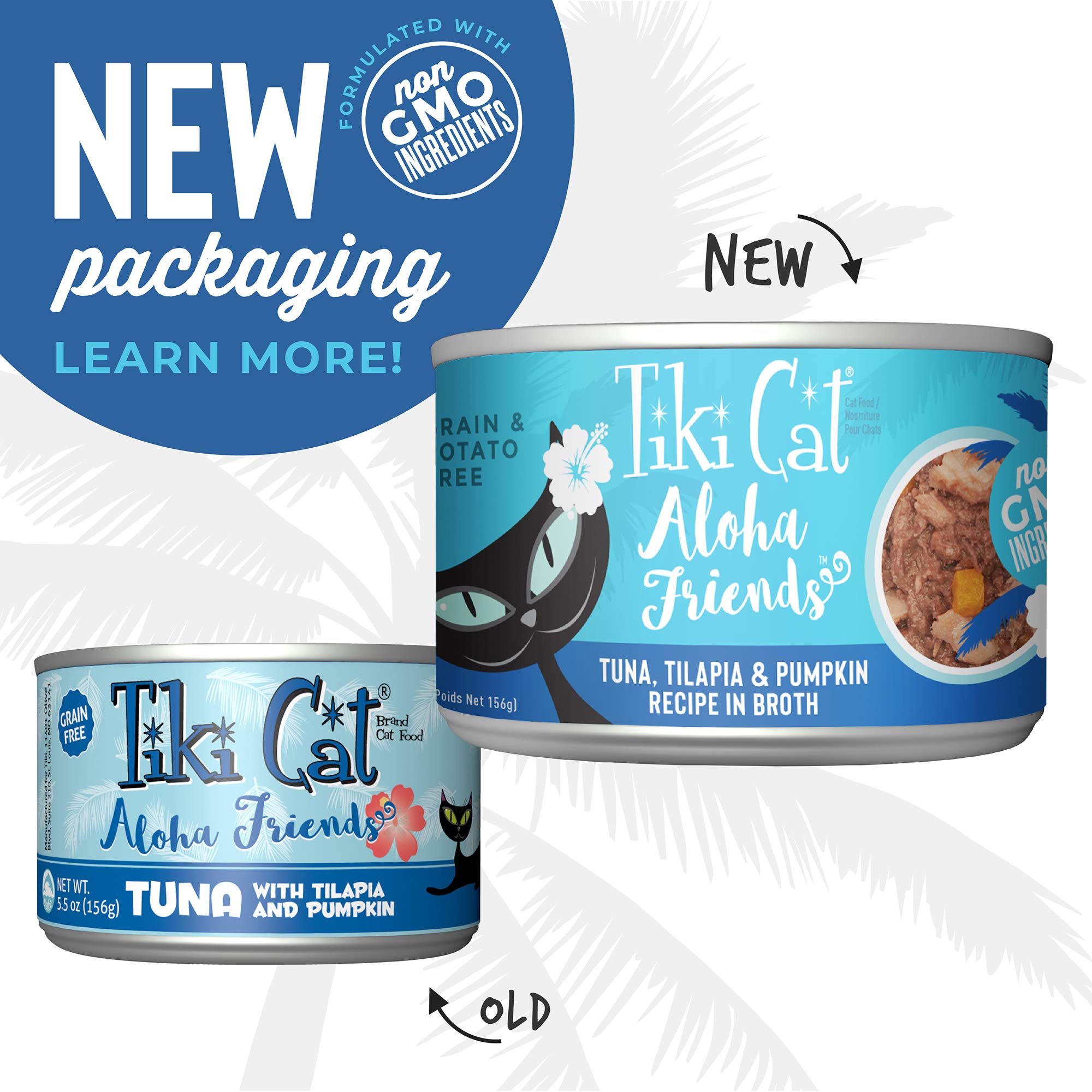 Tiki Cat Aloha Friends, Tuna, Tilapia & Pumpkin, Grain-Free & High Moisture, Wet Cat Food for All Life Stages 5.5 oz. Cans (Pack