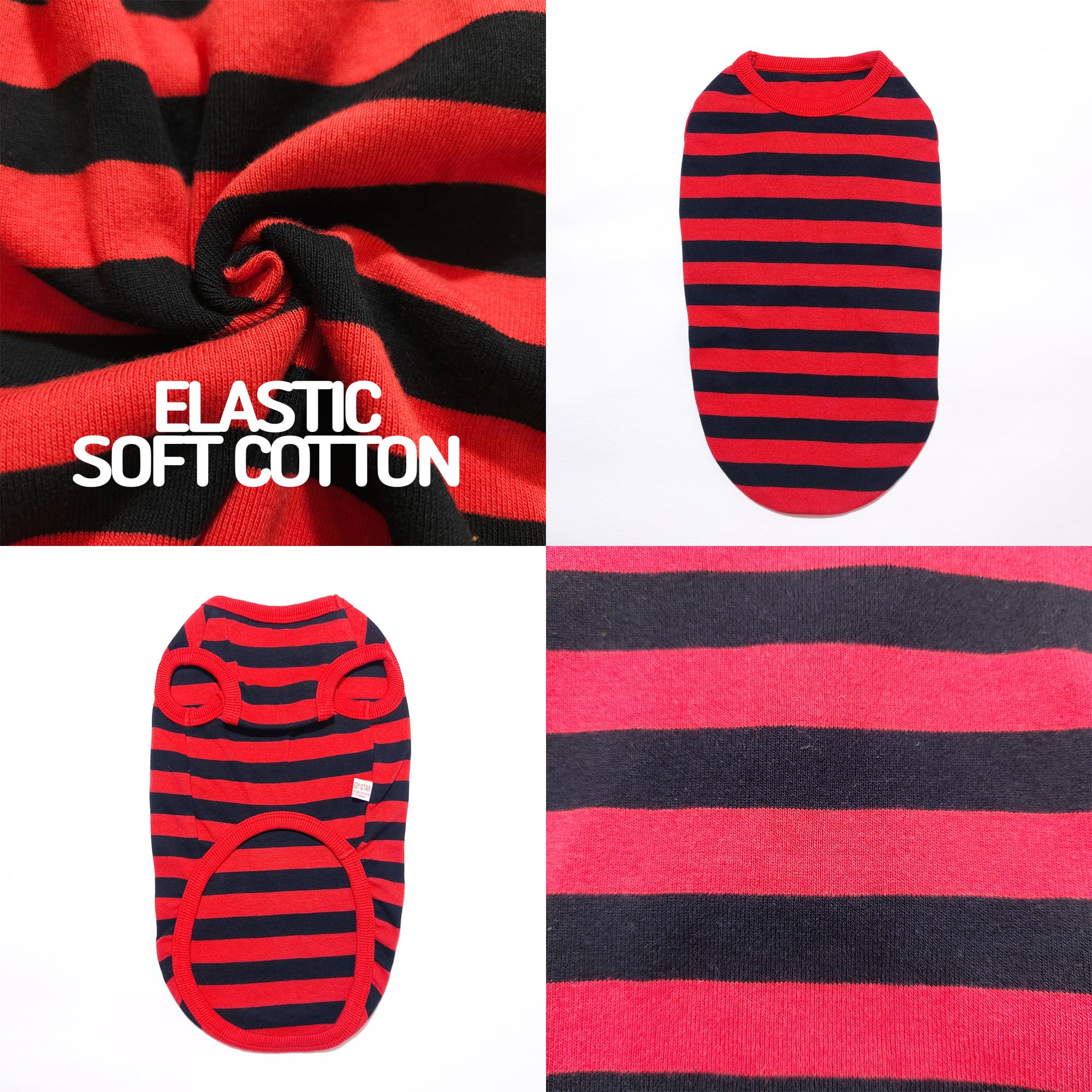 D Doggy Star Dachshund Clothes For Dogs Mini And Adults T Shirts (Xs,Stripe Red/Black)