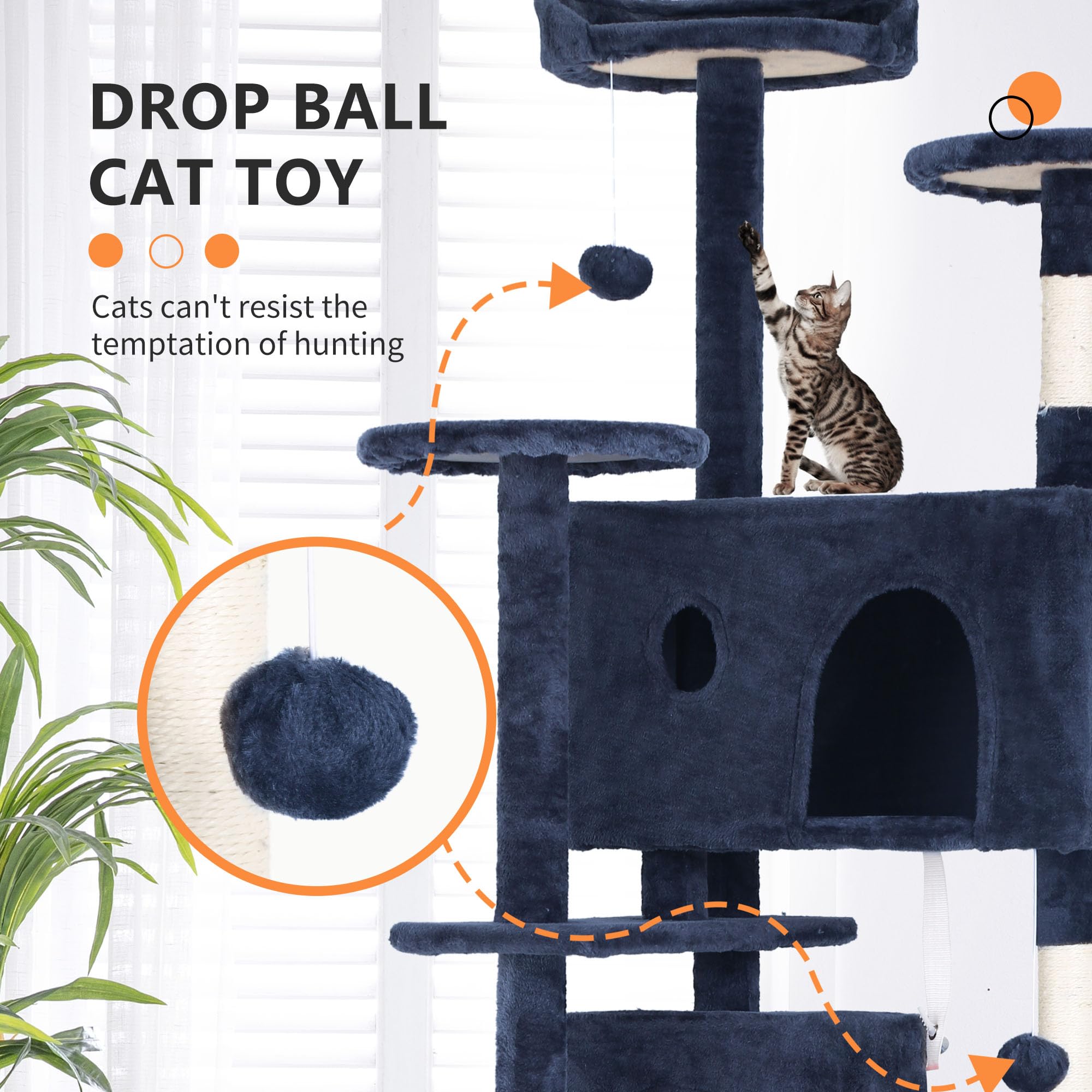 Bestpet 70In Cat Tree Tower For Indoor Cats,Multi-Level Cat Furniture Activity Center With Cat Scratching Posts Stand House Cat