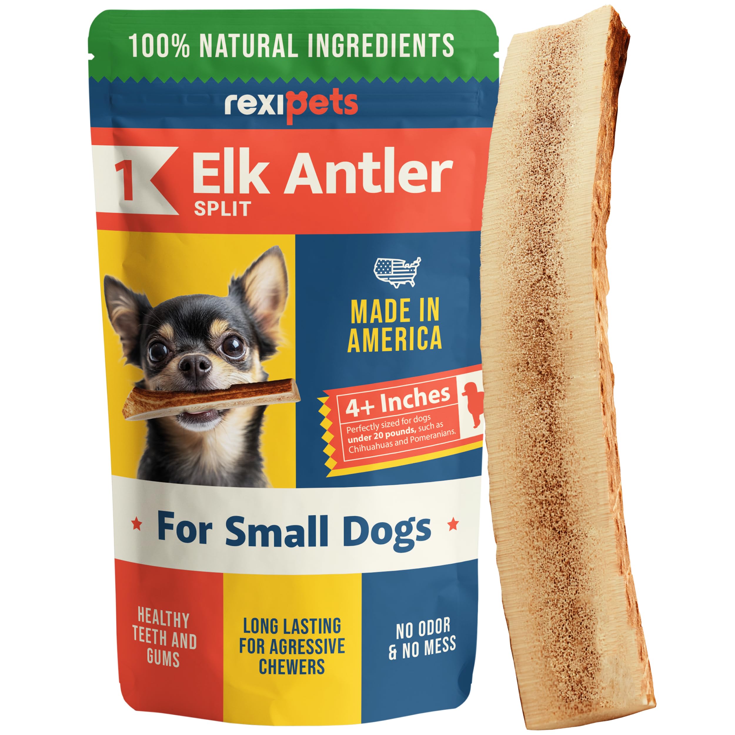 100% Natural - Antlers for Dogs ( Split ) - Naturally Shed in USA - Grade A Long Lasting Chew for Aggressive Chewers - Elk Antle