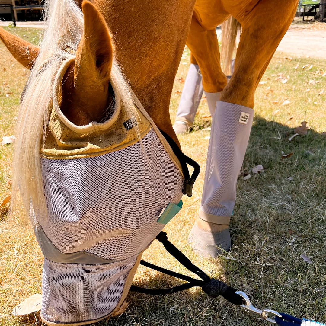 Horse Fly Boots, Medium-Size, Breathable Plastic Mesh, Fly Leggings For Horses, Set Of 4 Loose-Fitting Boots