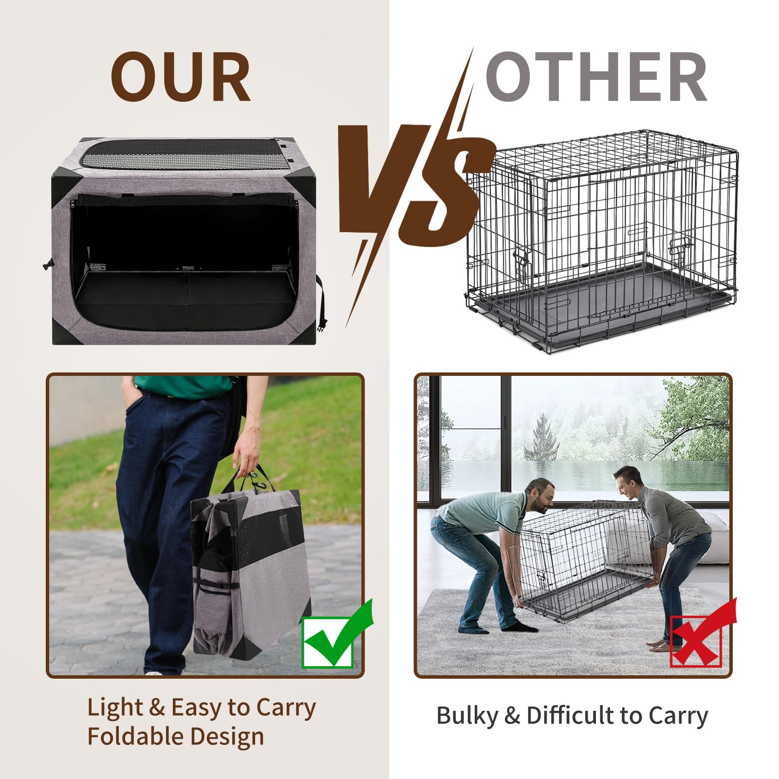 Dog Crate,30X21X21 Inch Large Dog Crate For Large Or Medium Dogs, Portable And Foldable Design Of Dog Cage, Perfect For Travel O