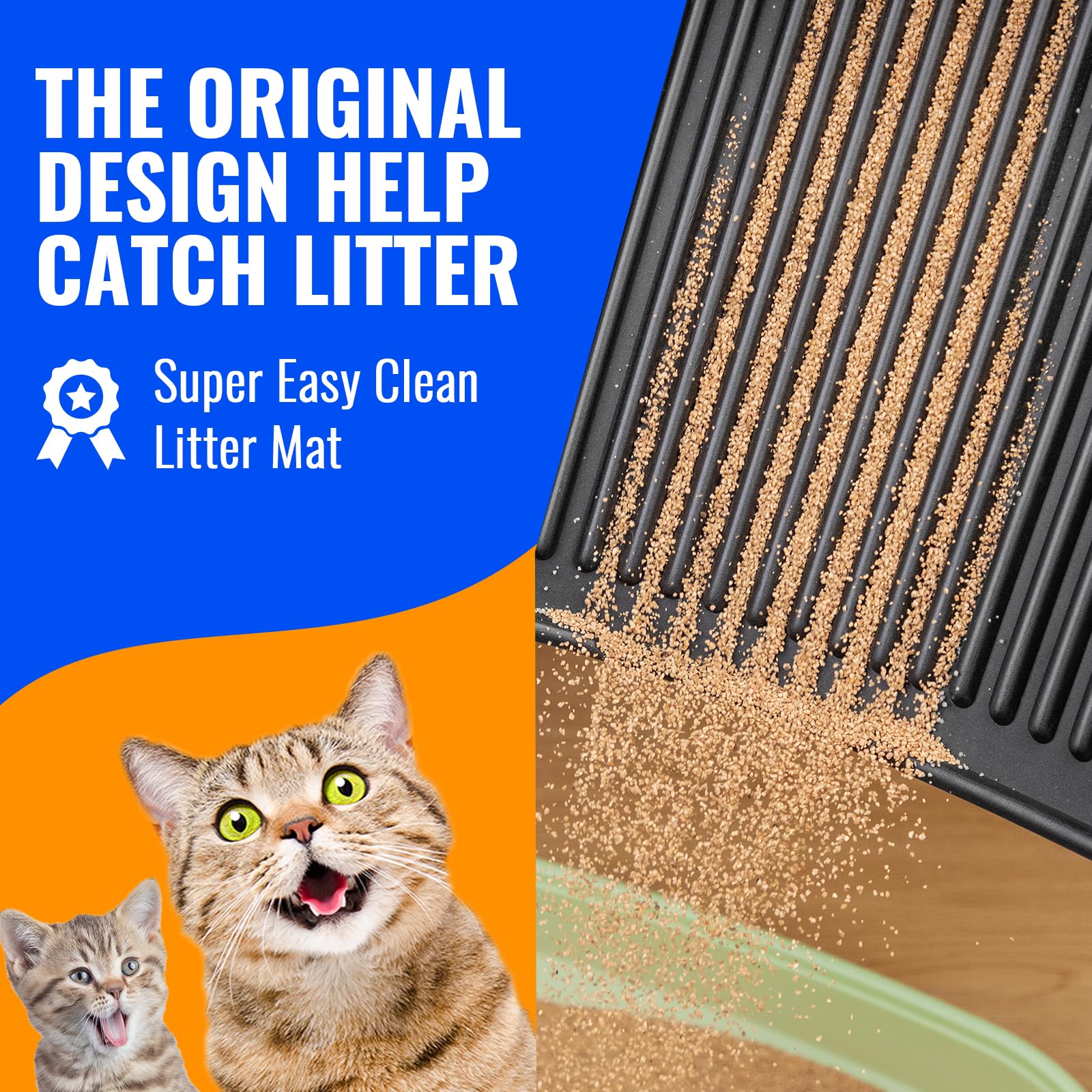 Petnova Cat Litter Mat For Kitty Litter Box: Super Easy To Clean Kitty Litter Mats - Litter Pad - Pet Mats For Floor - Kitty Litter Rug - Washable Litter Mat - Cat Supplies For Indoor Cats