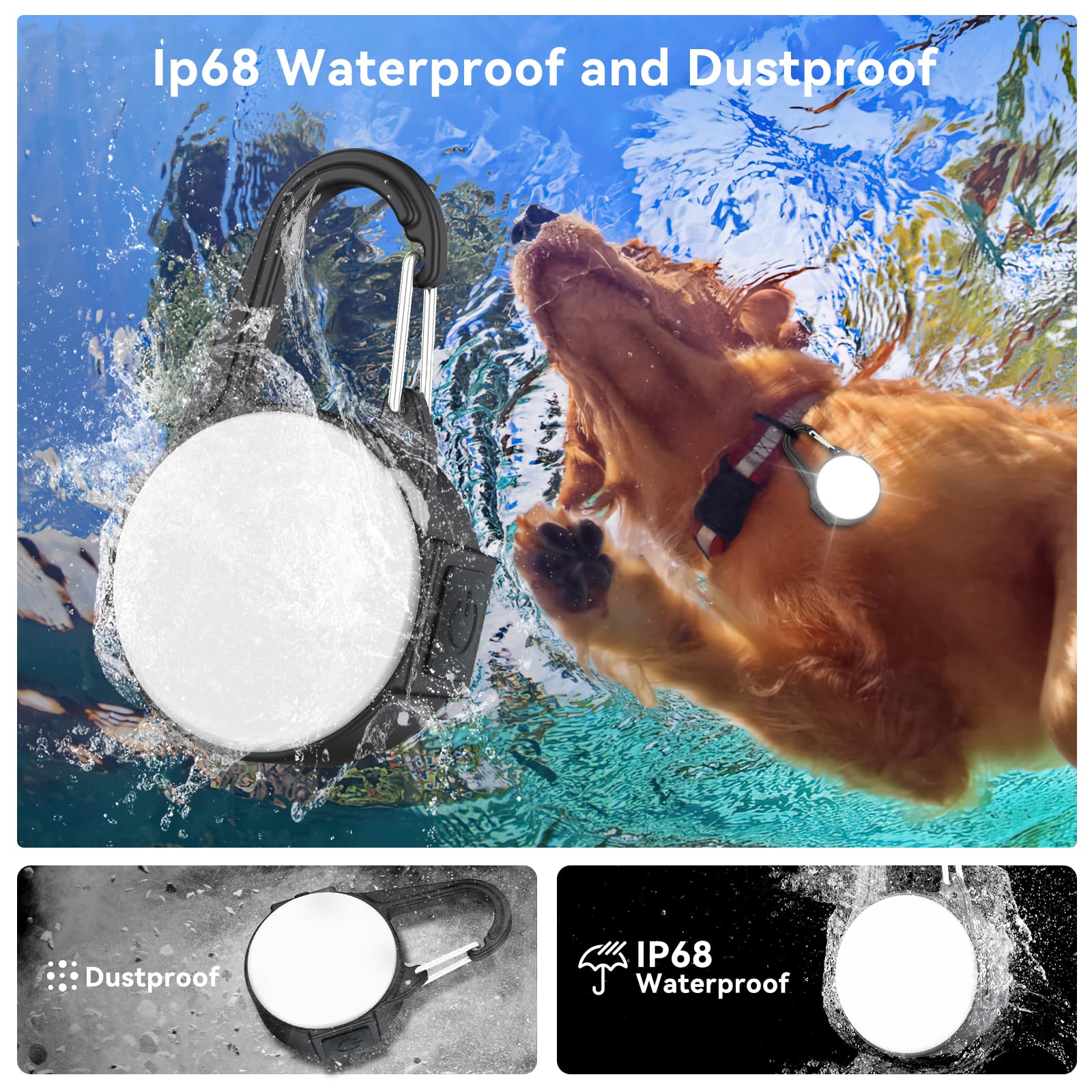 4 Modes Dog Lights For Night Walking, Ip68 Waterproof Dog Collar Light For Nighttime Clip On, High-Capacity Rechargeable Dog Lig