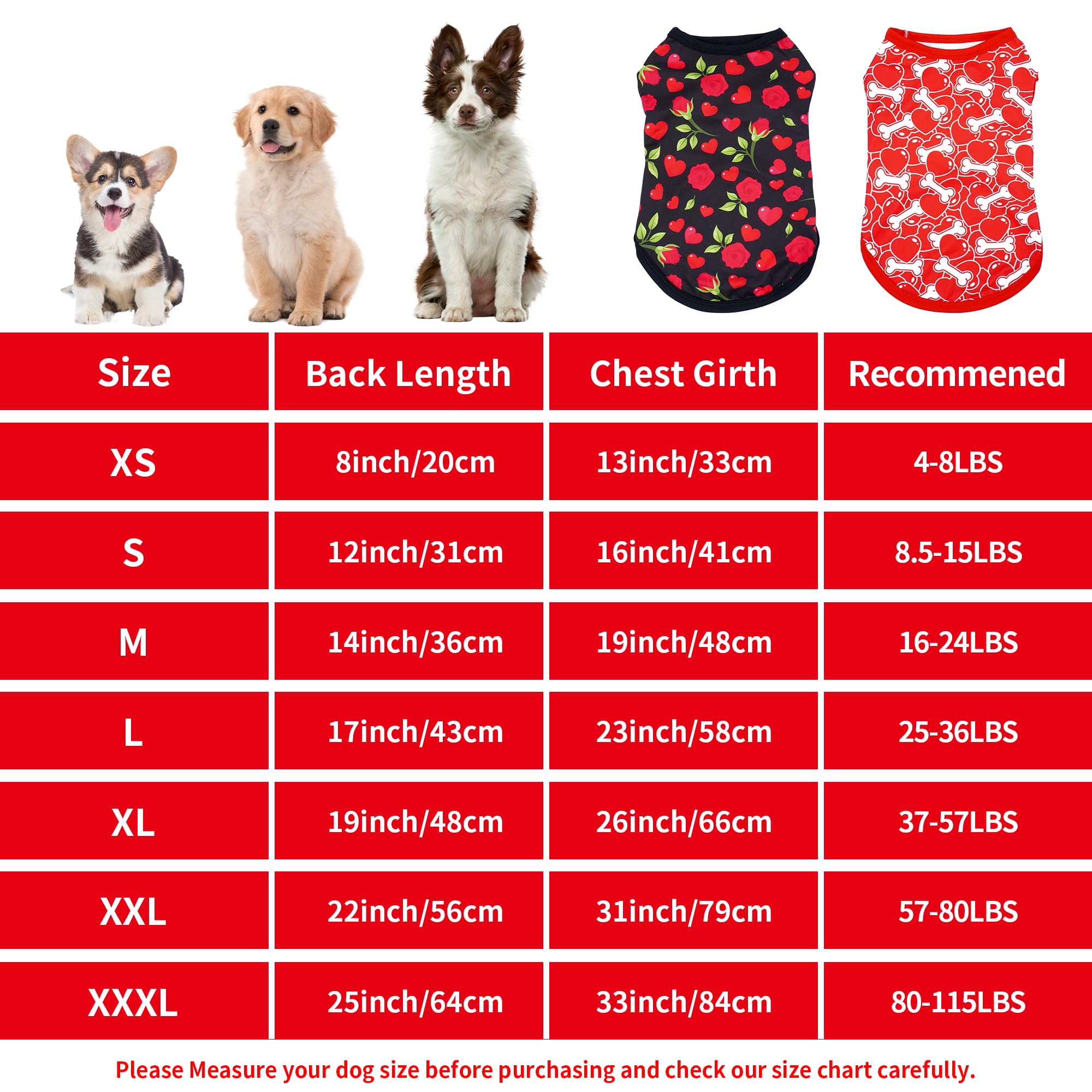 Jpgdn Valentines Dog Shirts For Xl Girl Boy Male Female Sleeveless Tank Top Tee Vest T-Shirts Black Red Outfit Pack Of 2