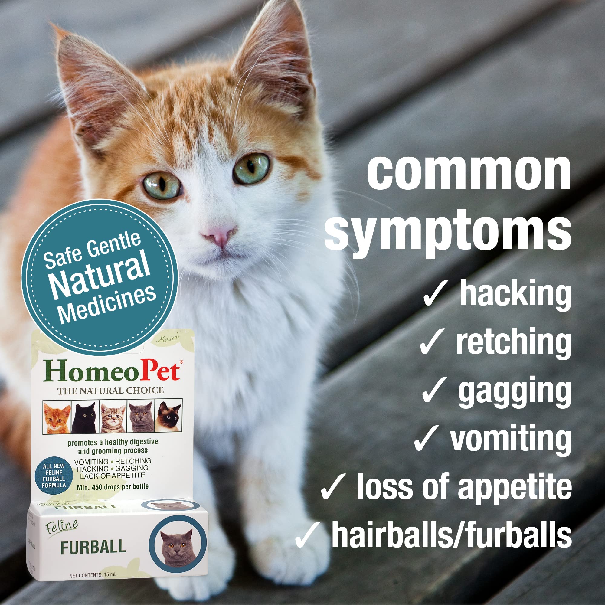 HomeoPet Feline Furball Relief, 15 ML Per Bottle (3 Pack - 15 mL)