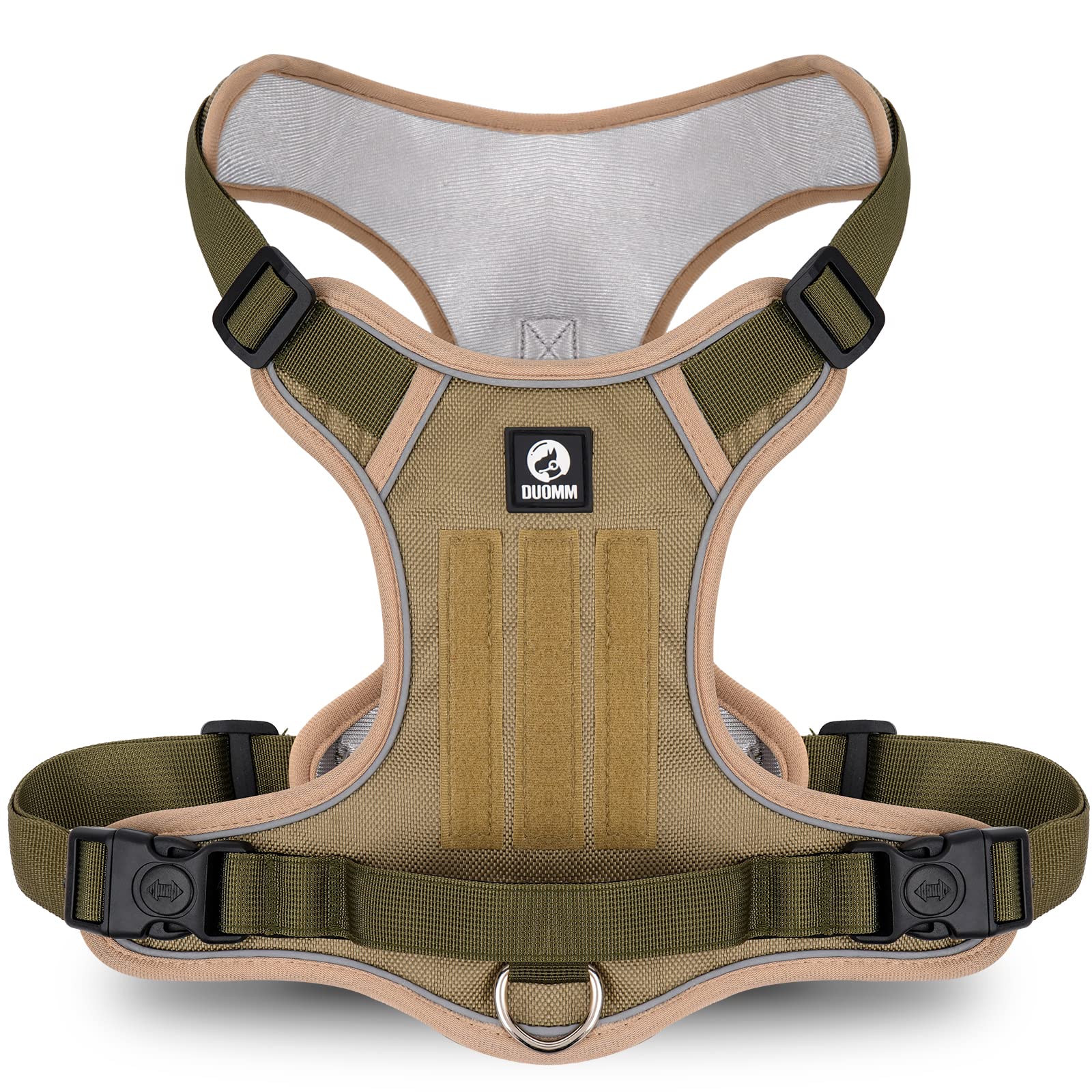 Reflective Dog Vest Harness for Large Dogs; Adjustable Pet Harness with 2 Leash Clips, No Choke Dog Vest with Molle & Loop Panel