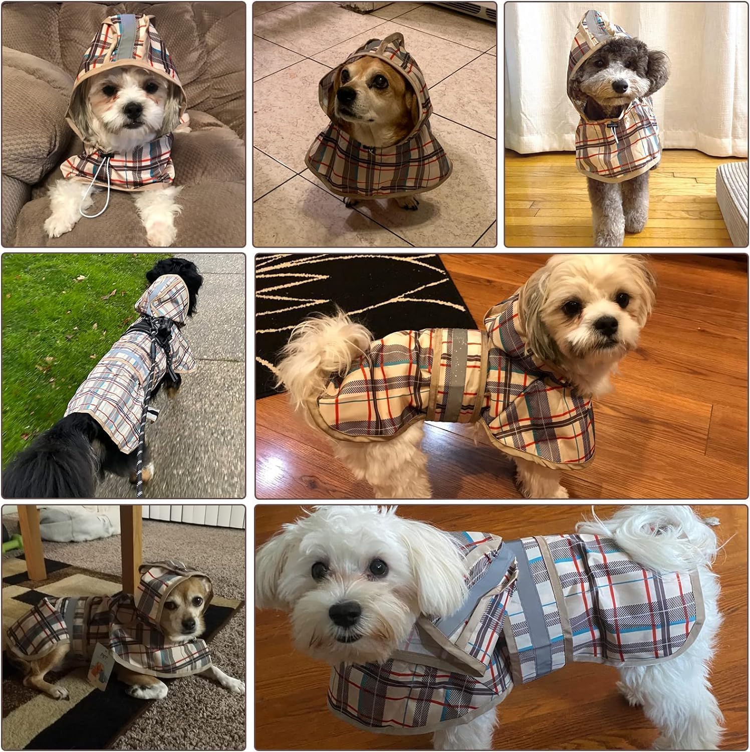 KOOLTAIL Dog Raincoat Hooded Slicker Poncho with Leash Hole, Raincoat for Small Medium Dogs, Waterproof Dog gie Rain Jacket with