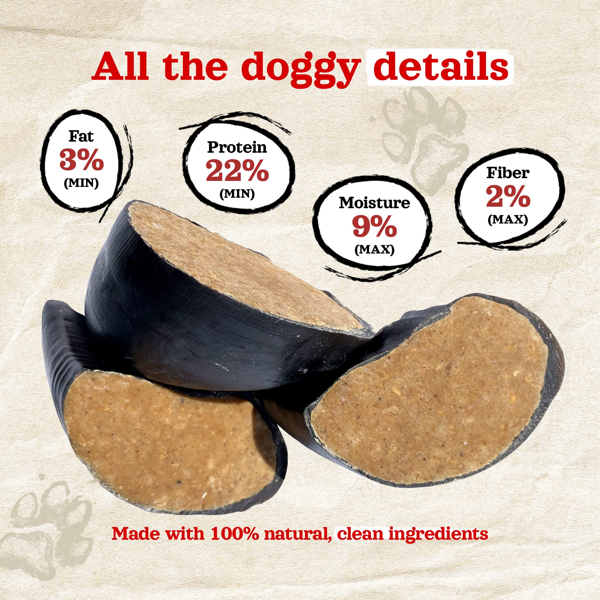 Natural Farm Bacon & Cheese Flavor Filled Cow Hooves for Dogs (4-Pack), Long-Lasting Natural Hoof Beef Bone Treats, Best for Sma