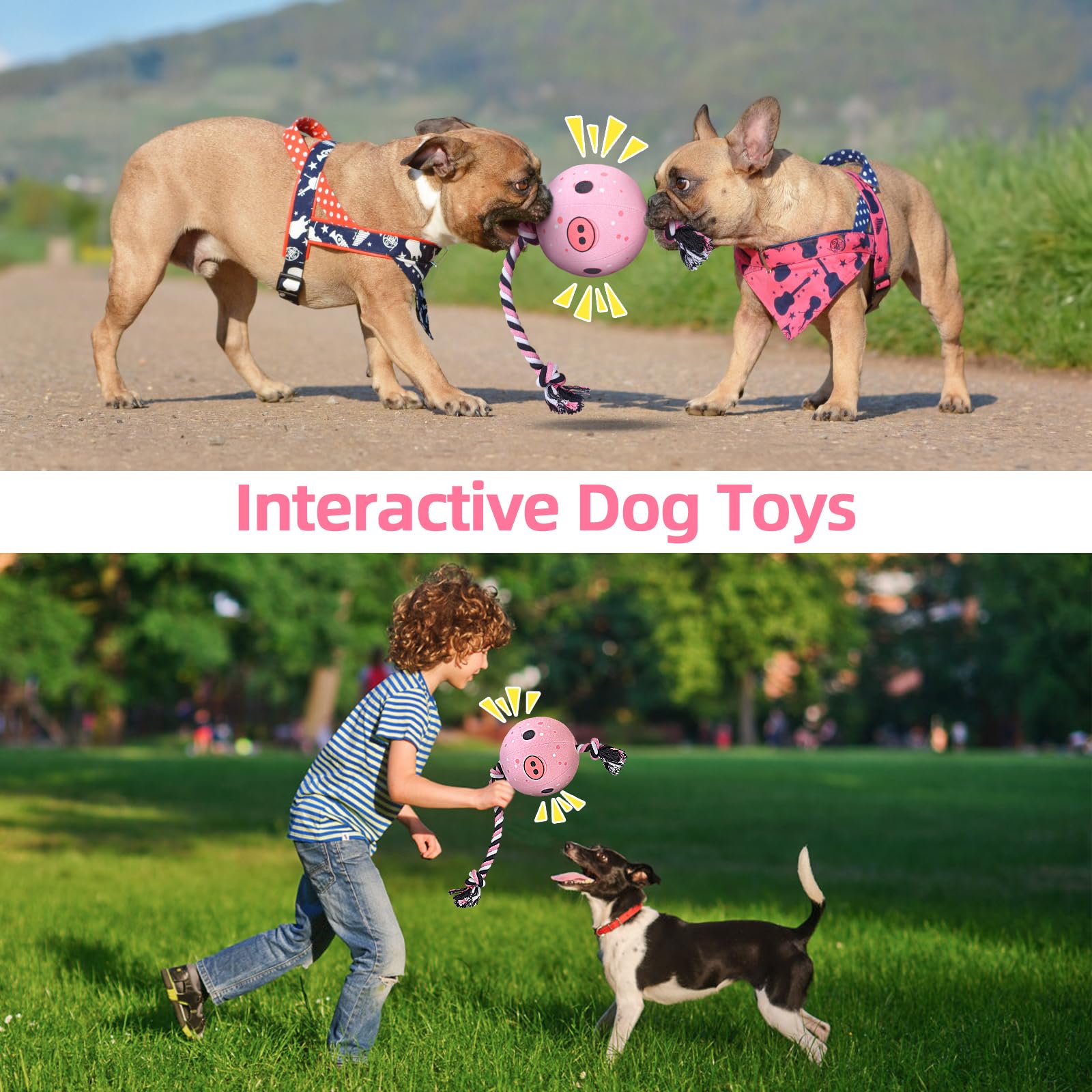 Qdan Dog Rope Dogs Toy: Dog Soccer Ball With Strap, Balls On Rope Plush Outdoor Birthday Toys For Small To Medium(For Medium Dog