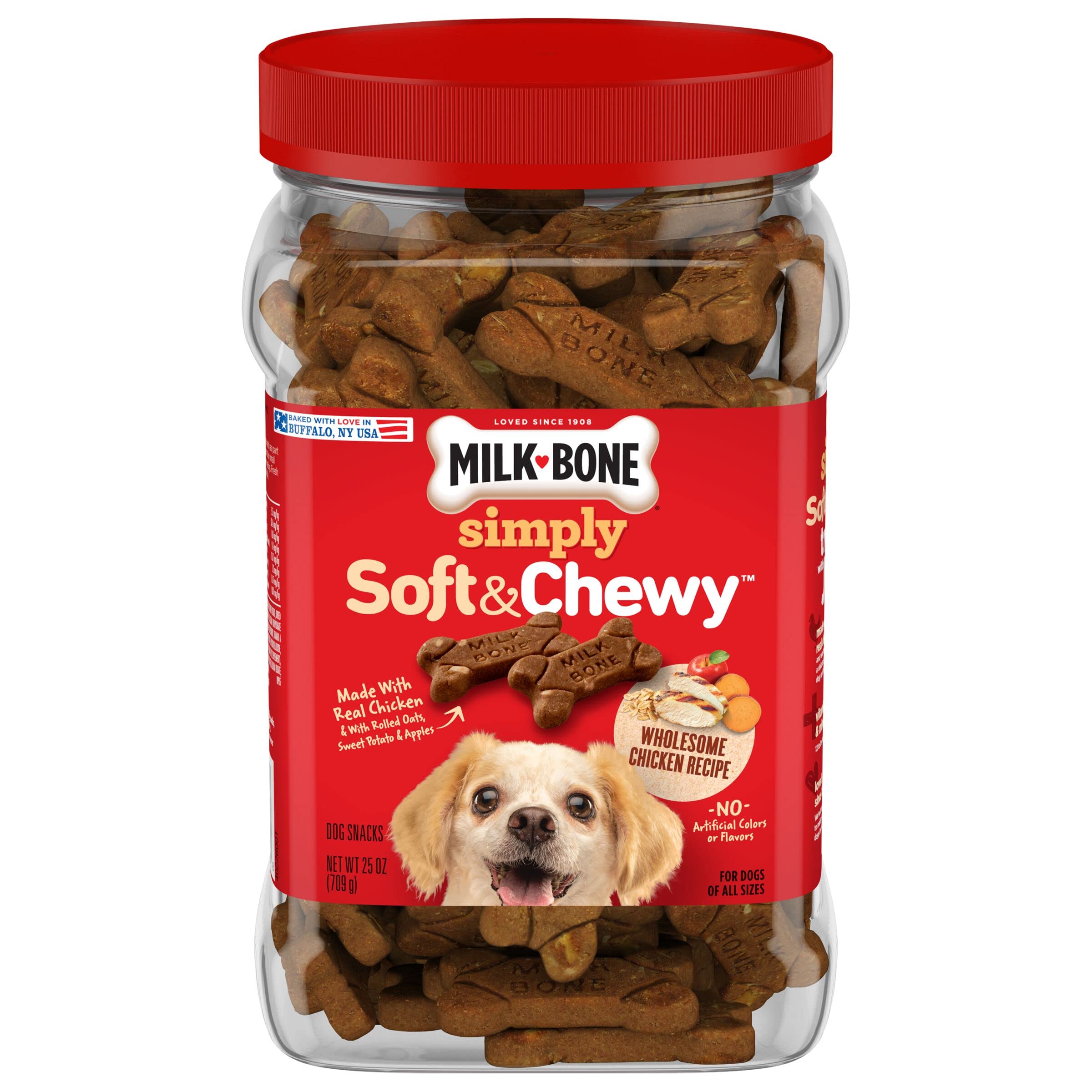 Milk-Bone Simply Soft & Chewy Dog Treats, Wholesome Chicken Recipe, 25 Ounce Made with Real Chicken, Rolled Oats, Sweet Potato &