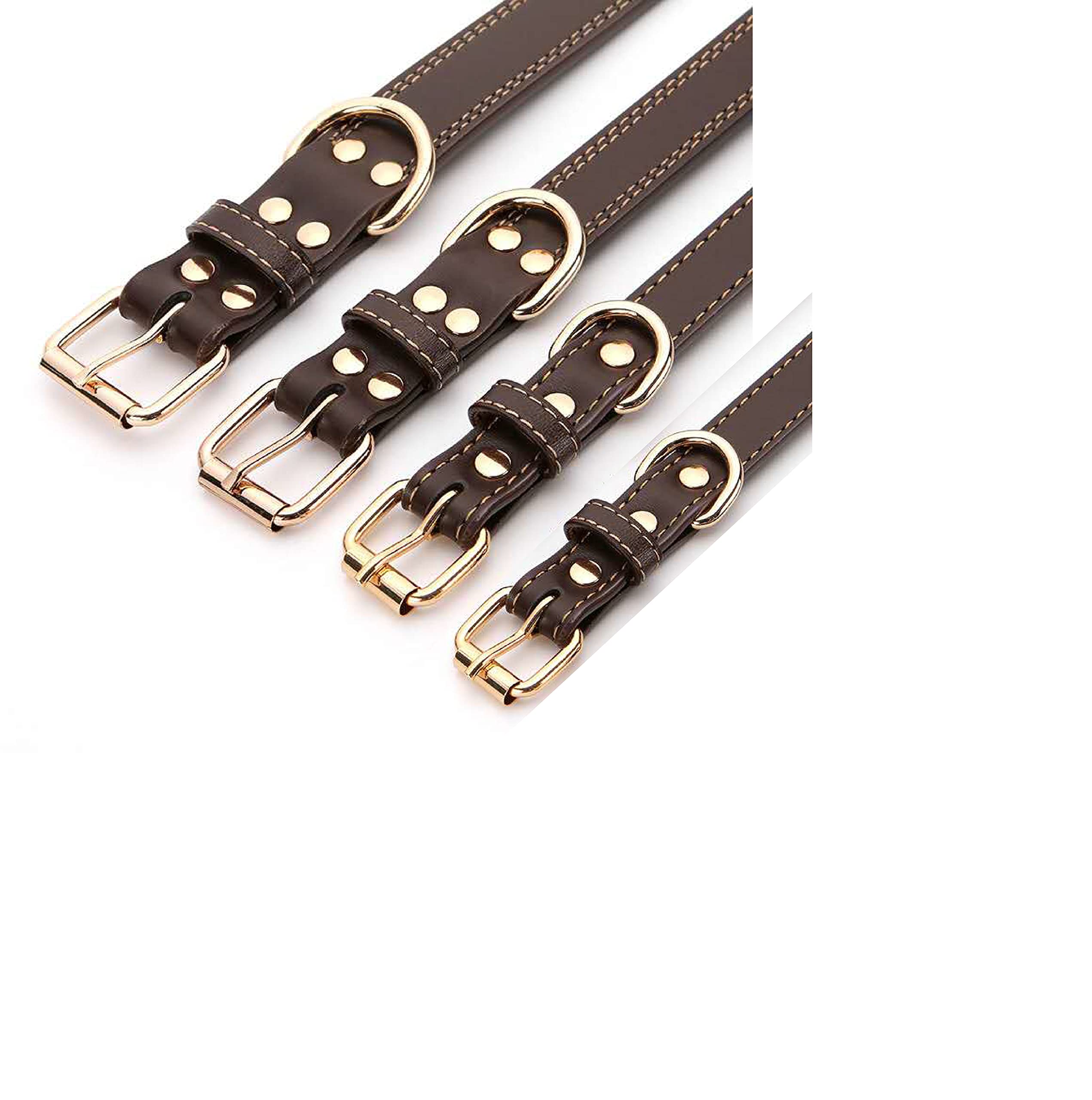 Personalized Dog Collar - Engraved Soft Leather - Custom Small Medium or Large Size with Name Plate (Medium, Brown)