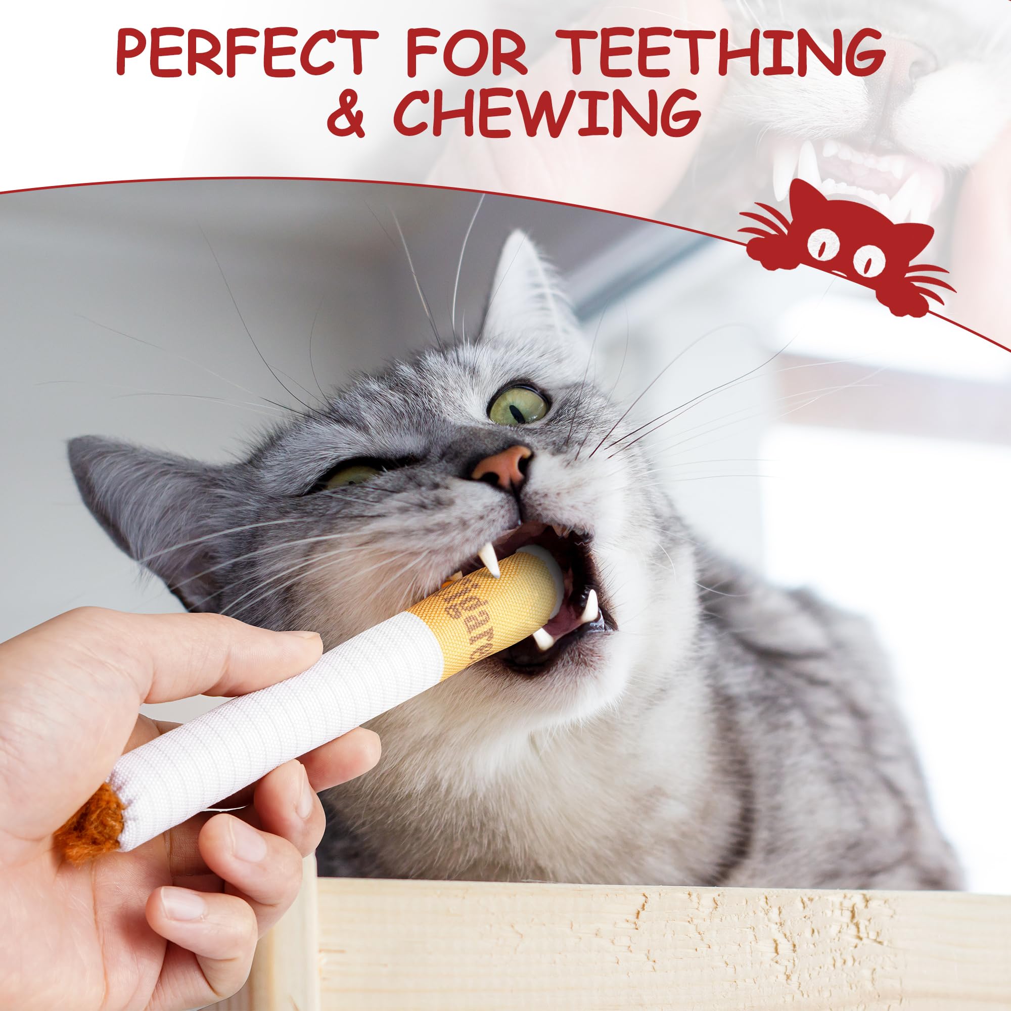 Nocciola Catnip Toys 3 Pack - Medium Red Kicker & Teething Toys, 100% Organic Catnip, Fun for Indoor Cats