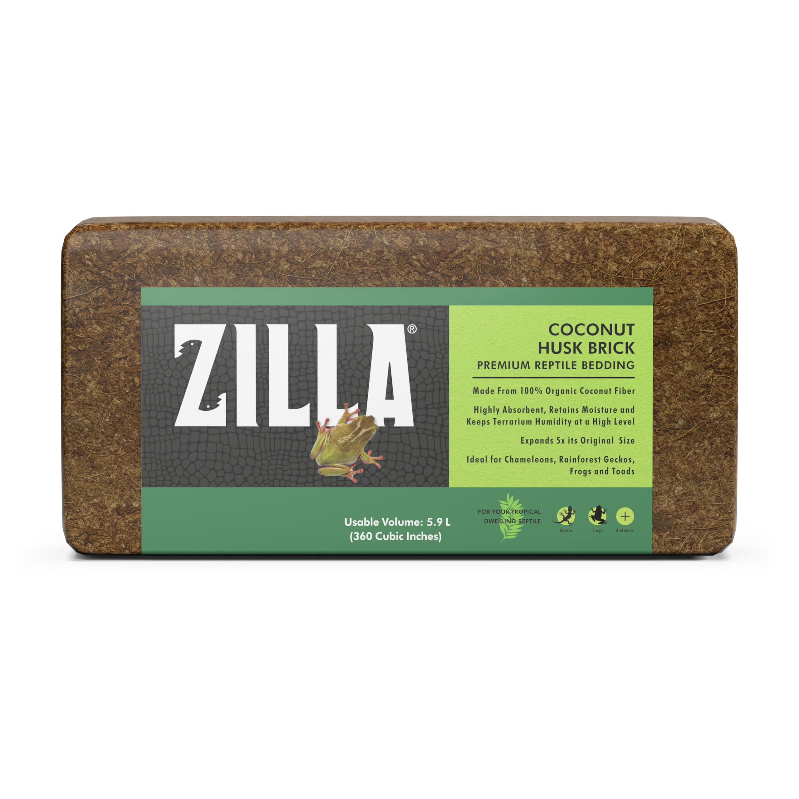 Zilla Coconut Husk Brick, Organic Bedding For Reptiles, Made With 100% Coconut Fiber, Ideal For Tropical Habitats And Egg Incubation