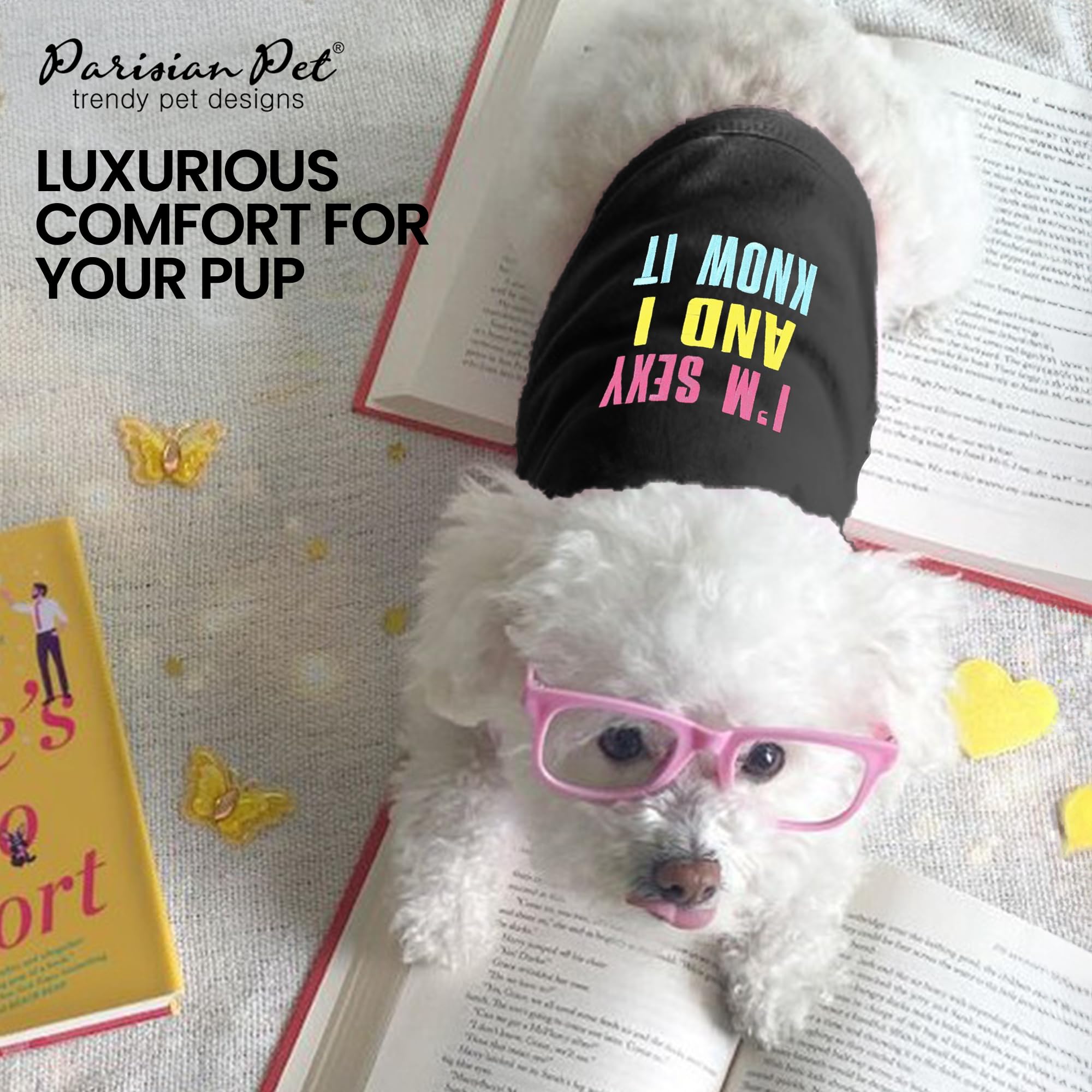 Parisian Pet Dog Tshirt - Embroidered  Im Sexy  Girl Dog Clothes - Breathable And Lightweight Tank Top - Sleeveless Pet Tee Shir