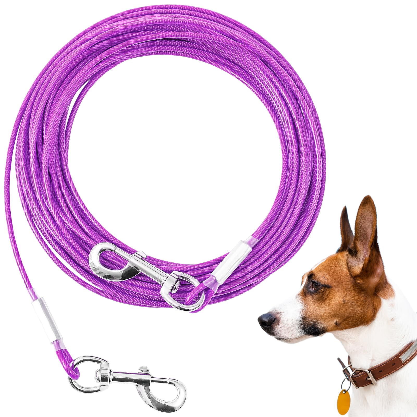 Mi Metty Tie Out Cable For Dogs,10Ft Dog Leads,Heavy Duty Tie Out Cable For Large Dogs Up To 125Lbs,Durable Dog Runner Tether Li