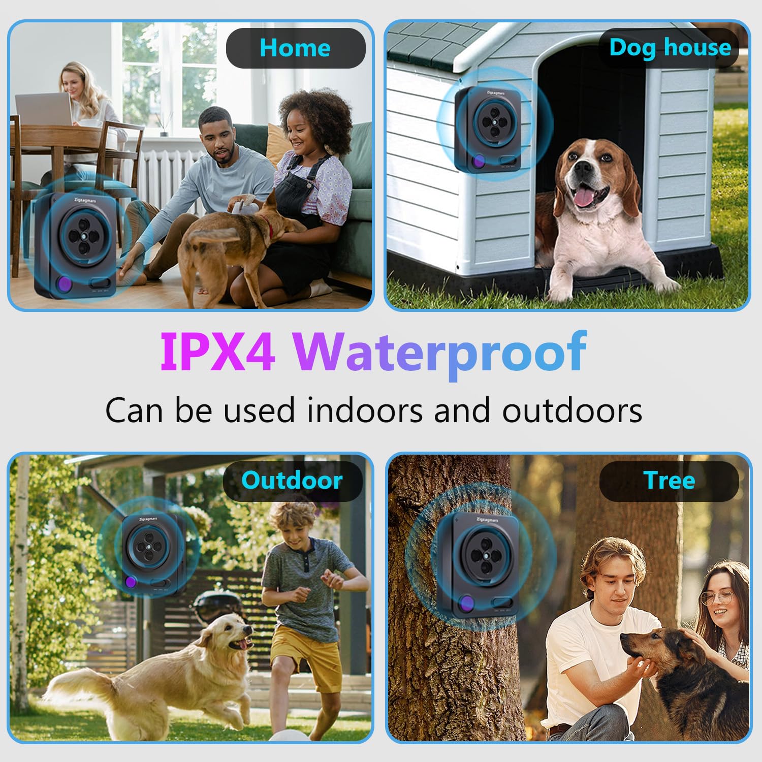 Zigzagmars Anti Barking Device For Dogs, Ultrasonic Dog Barking Control With Auto & App Mode, Rechargeable, Rainproof Sonic Dete