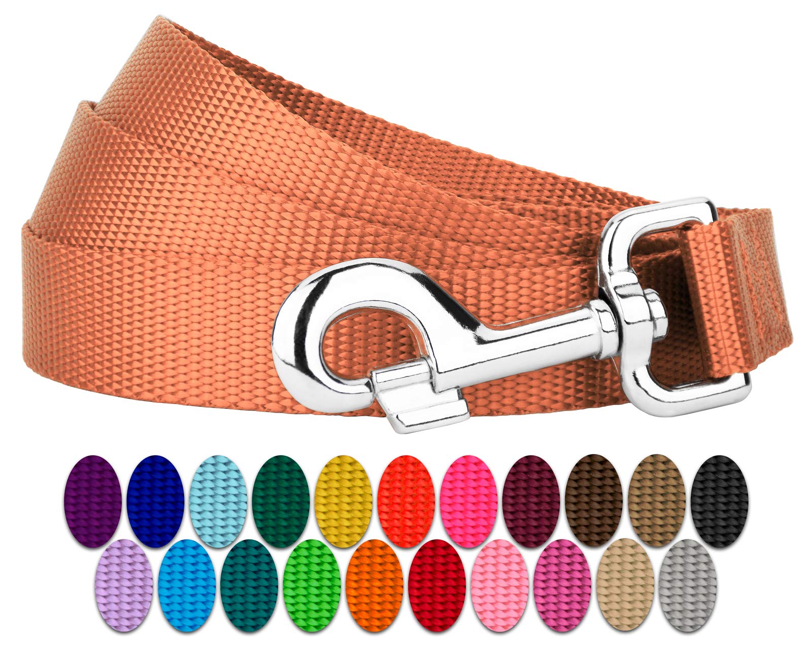 Country Brook Petz 1'' Wide Heavy-Duty Nylon Leash For Dogs - Traditional Style Durable Leash With Easy-To-Use Snap - Made In Th