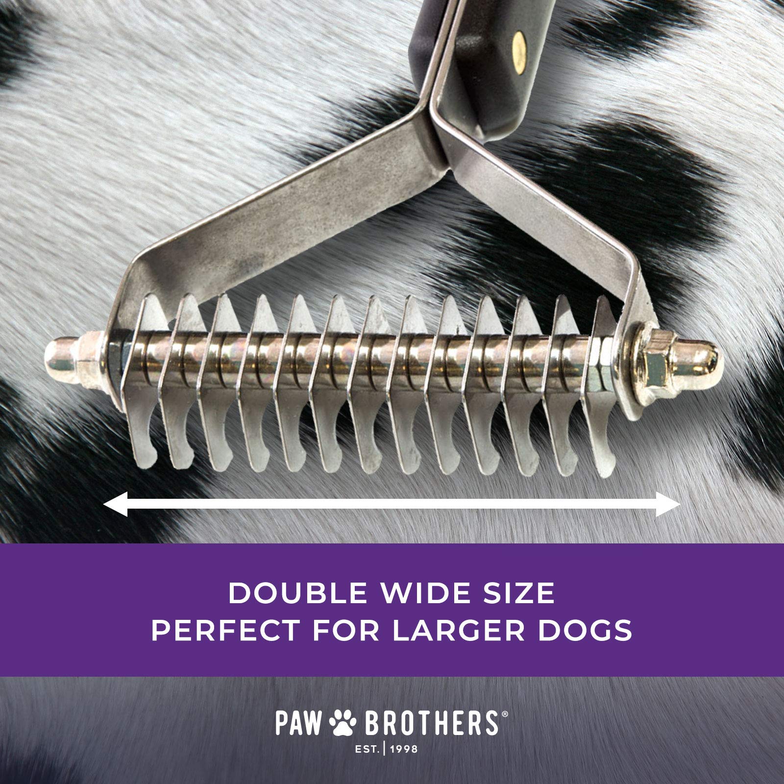 Ryan'S Pet Supplies Paw Brothers 13-Blade Coarse Double Wide Dematting Undercoat Rake For Dogs And Cats, Professional Grade, Dog